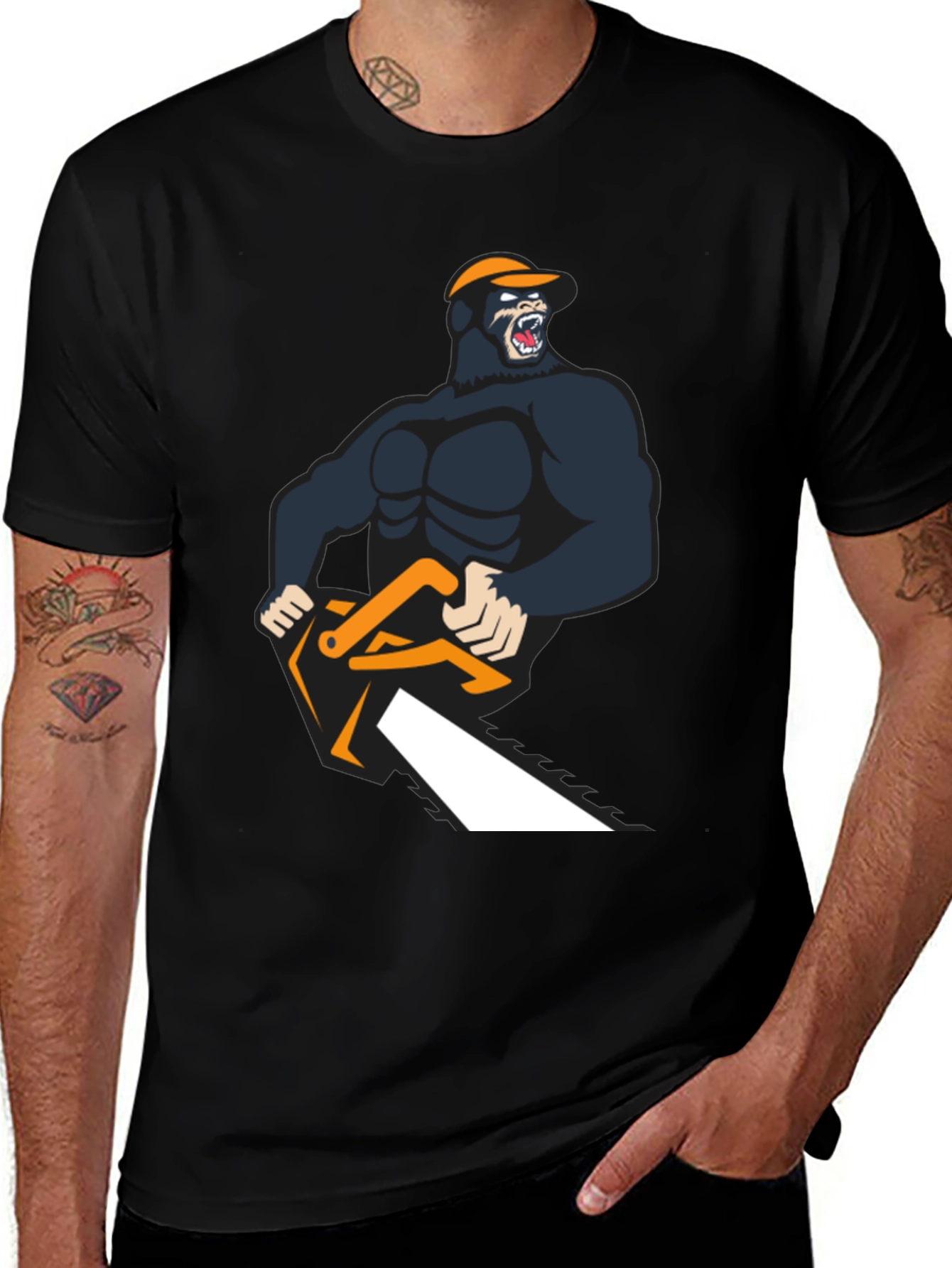 Variant 27 of Gorilla Chainsaw T-Shirt - Bold Graphic Tee