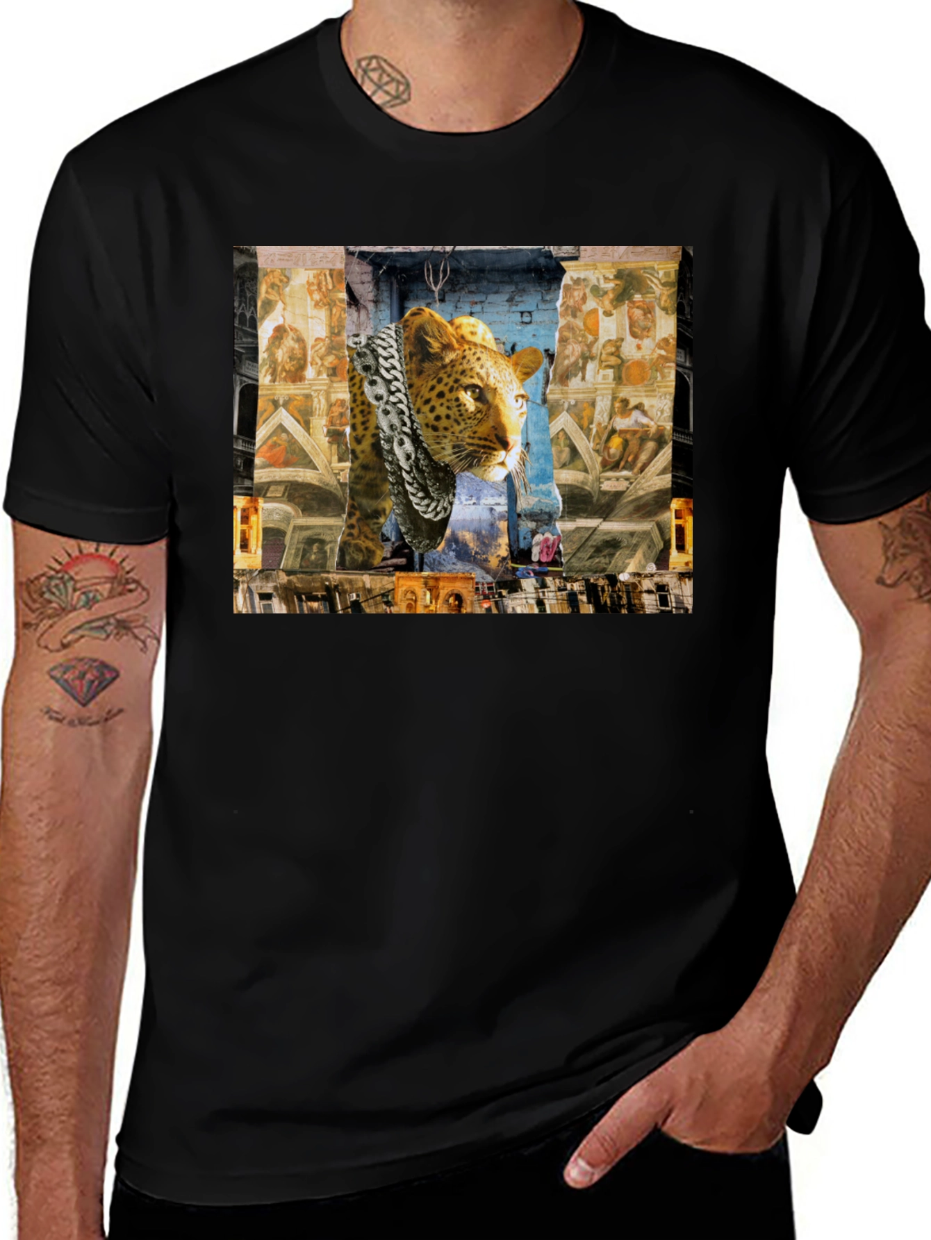Variant 6 of Leopard Chain T-Shirt: Urban Art Tee