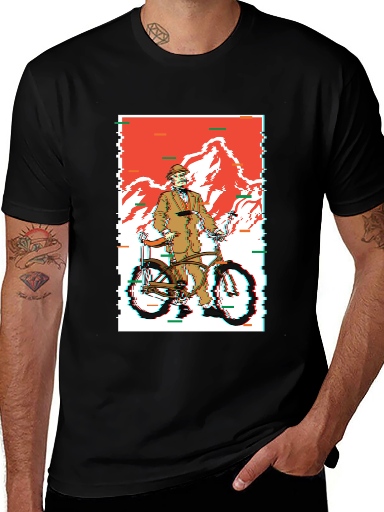 Variant 12 of Retro Bicycle Rider Graphic Tee - Classic Cool Style