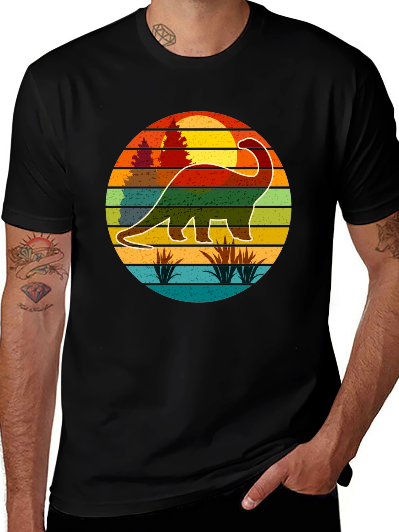 Variant 29 of Retro Dinosaur Sunset Graphic T-Shirt