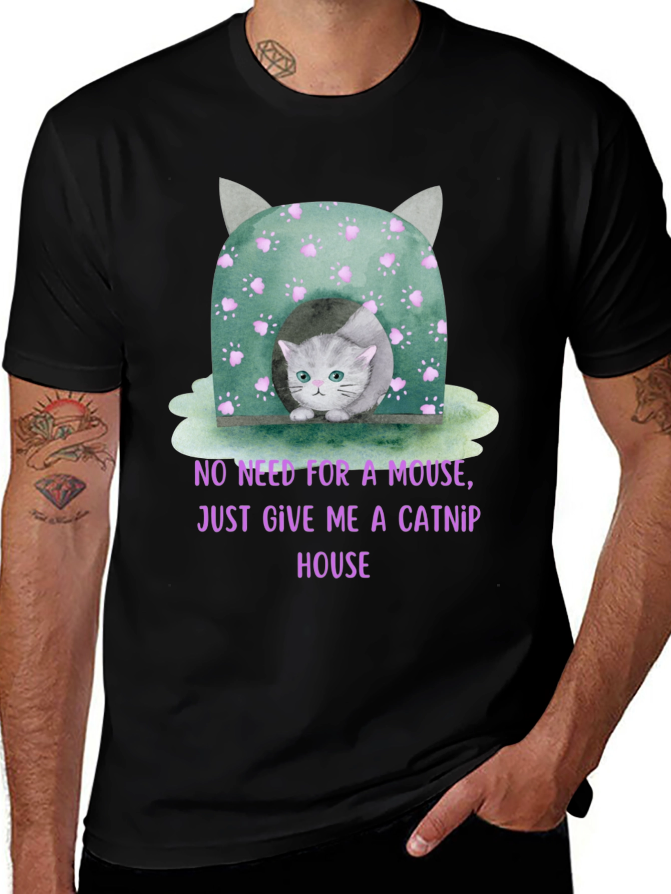 Variant 4 of Catnip House T-Shirt - Cute Kitten Tee