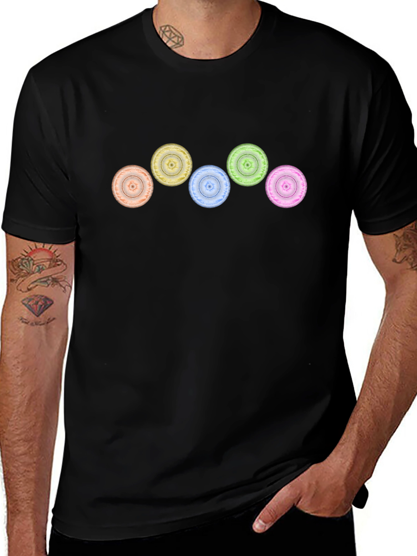 Variant 18 of Colorful Wheel Pattern Graphic Tee - Soft Cotton Blend