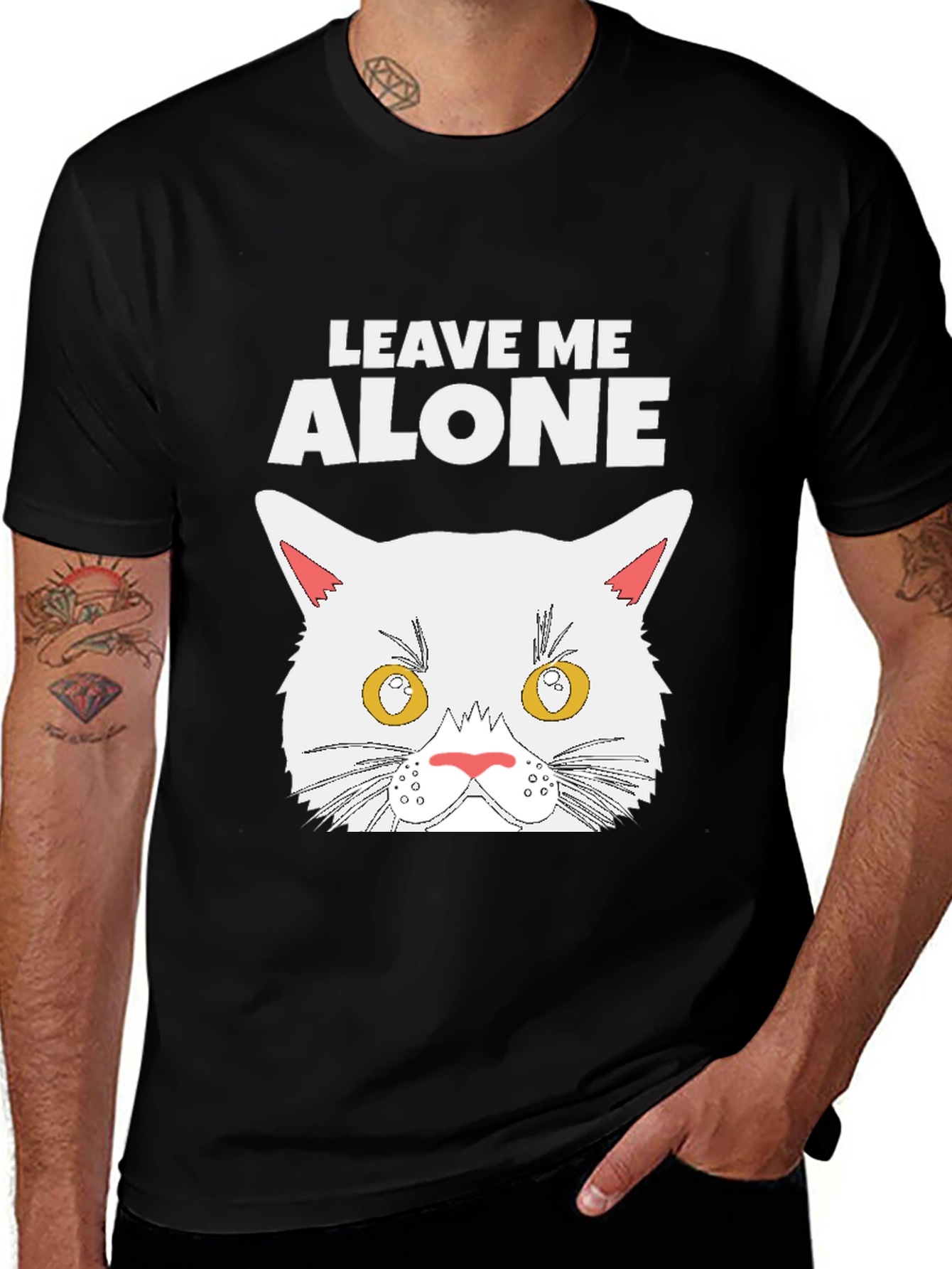 Variant 10 of Leave Me Alone Cat T-Shirt - Funny Graphic Tee