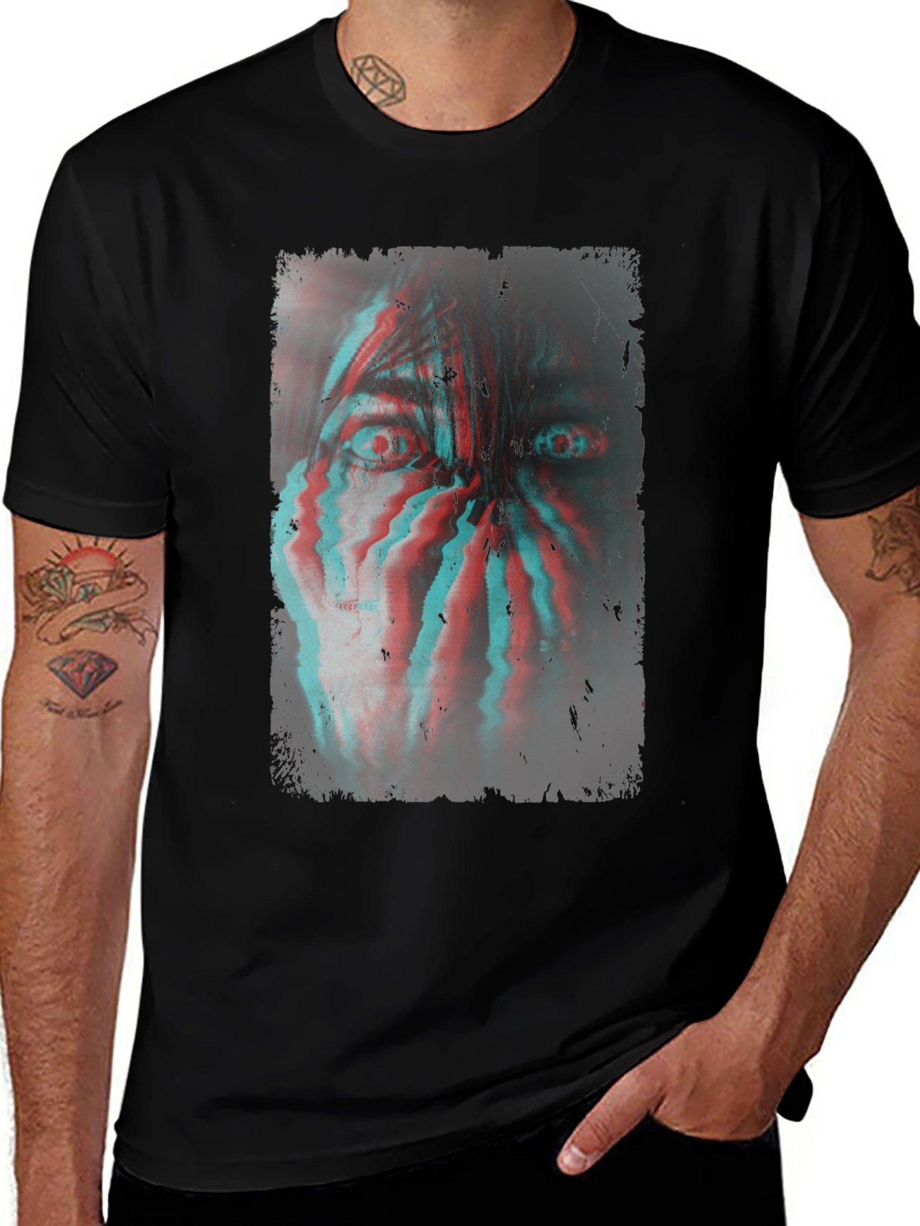 Variant 20 of Glitch Horror Graphic T-Shirt - Black