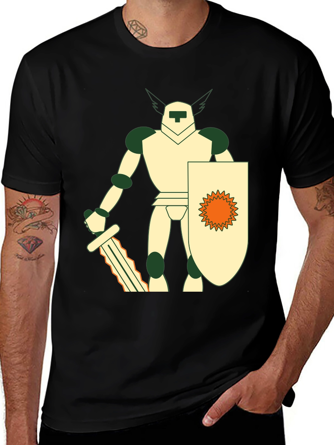 Variant 23 of Knight Graphic Tee - Black Cotton Blend