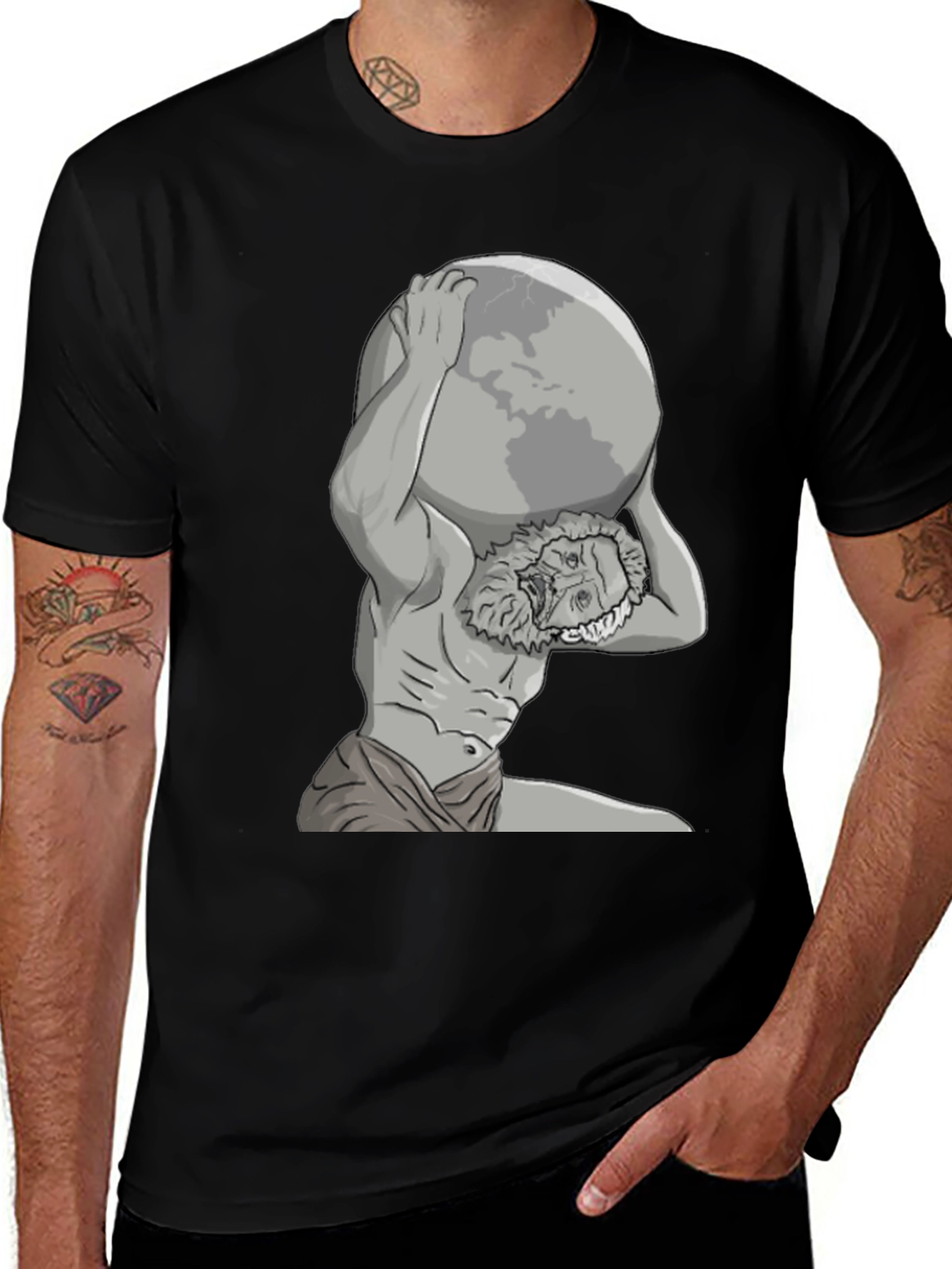 Atlas Globe T-Shirt - Black Graphic Tee