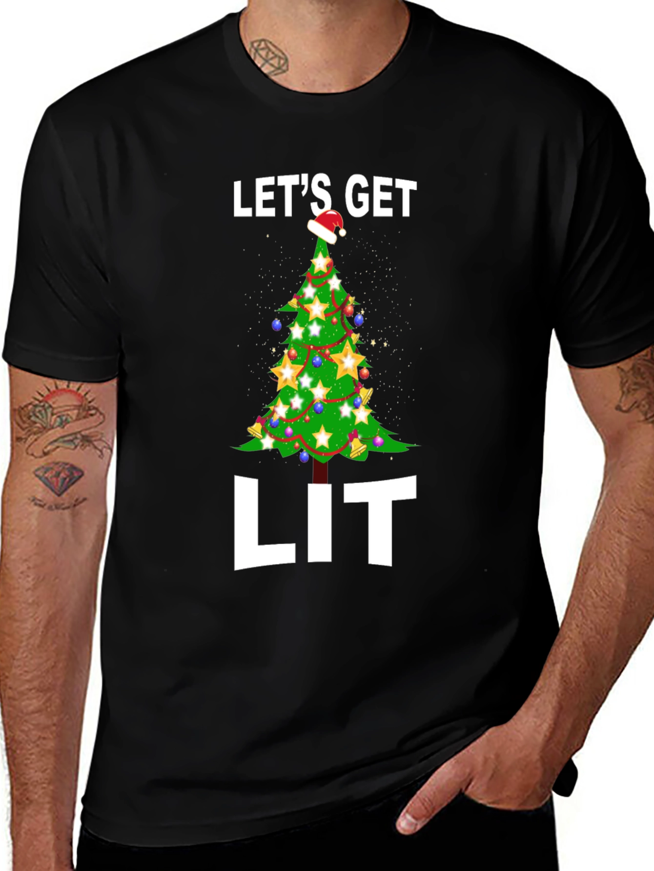 Variant 15 of Let's Get Lit Christmas Tree Graphic Tee