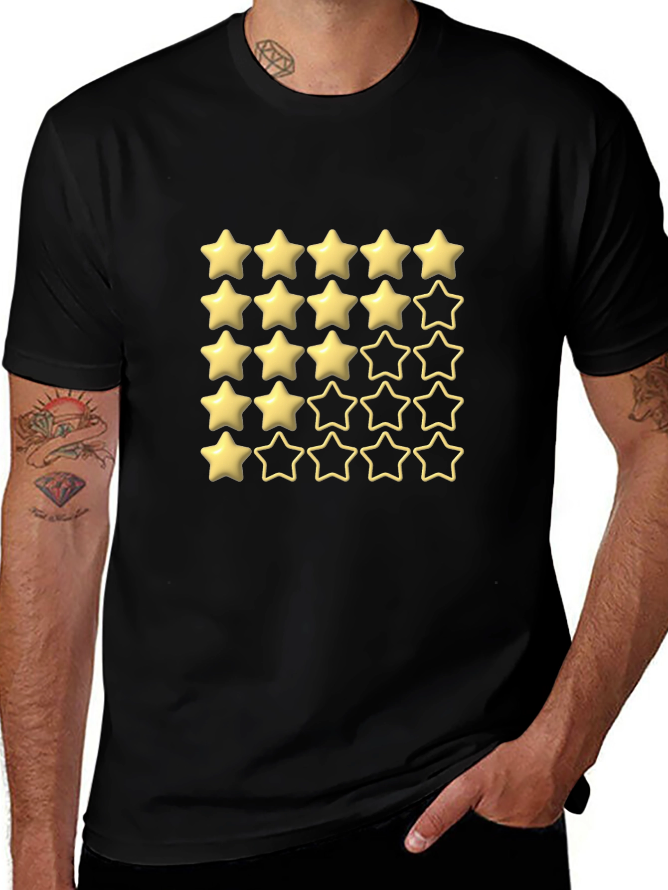 Five Star Rating Black T-Shirt