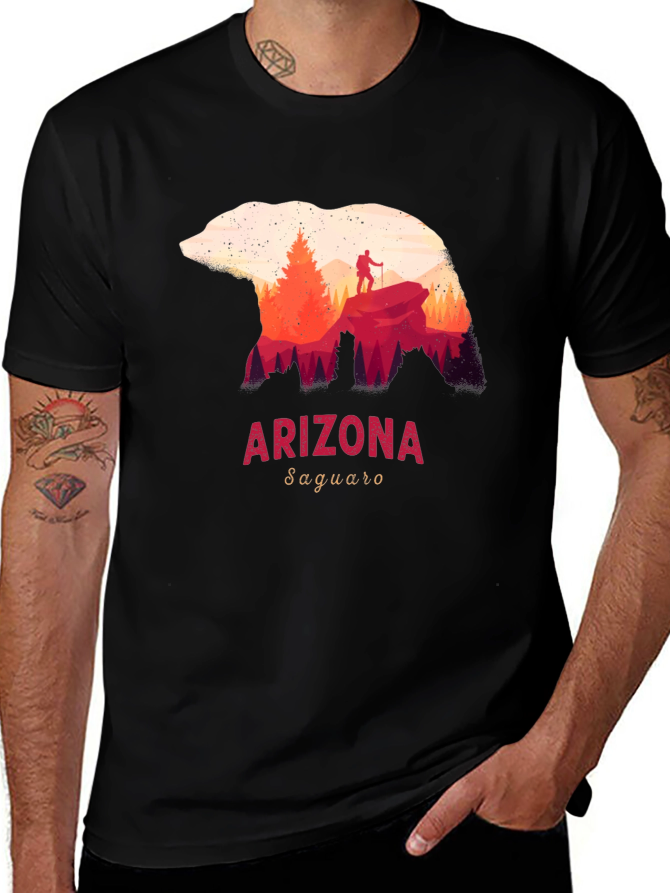 Arizona Saguaro Bear Silhouette Graphic Tee
