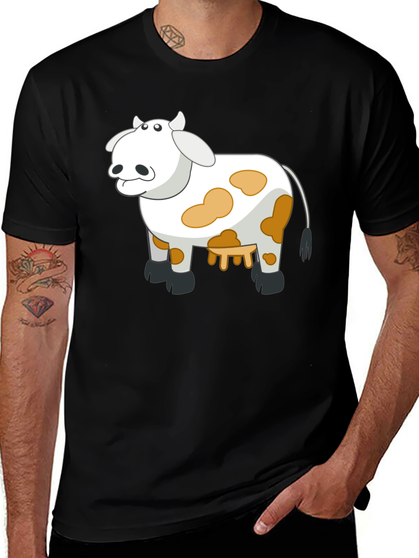 Variant 12 of Funny Cow Cartoon Black T-Shirt