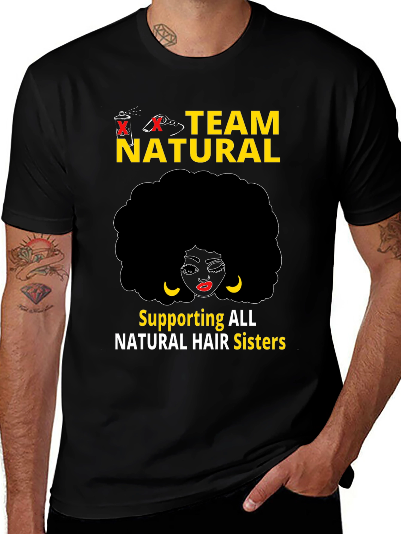 Variant 24 of Team Natural Black T-Shirt - Hair Sisters Support