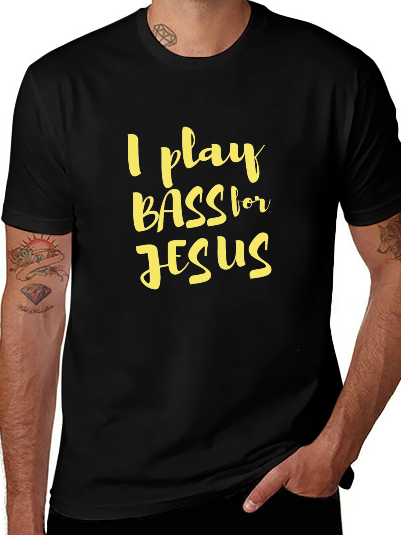 Variant 21 of I Play Bass for Jesus Black Graphic T-Shirt