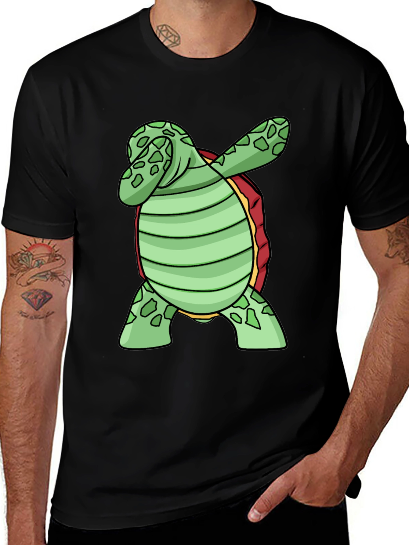 Variant 25 of Dabbing Turtle Graphic Tee - Fun, Unique Black T-Shirt