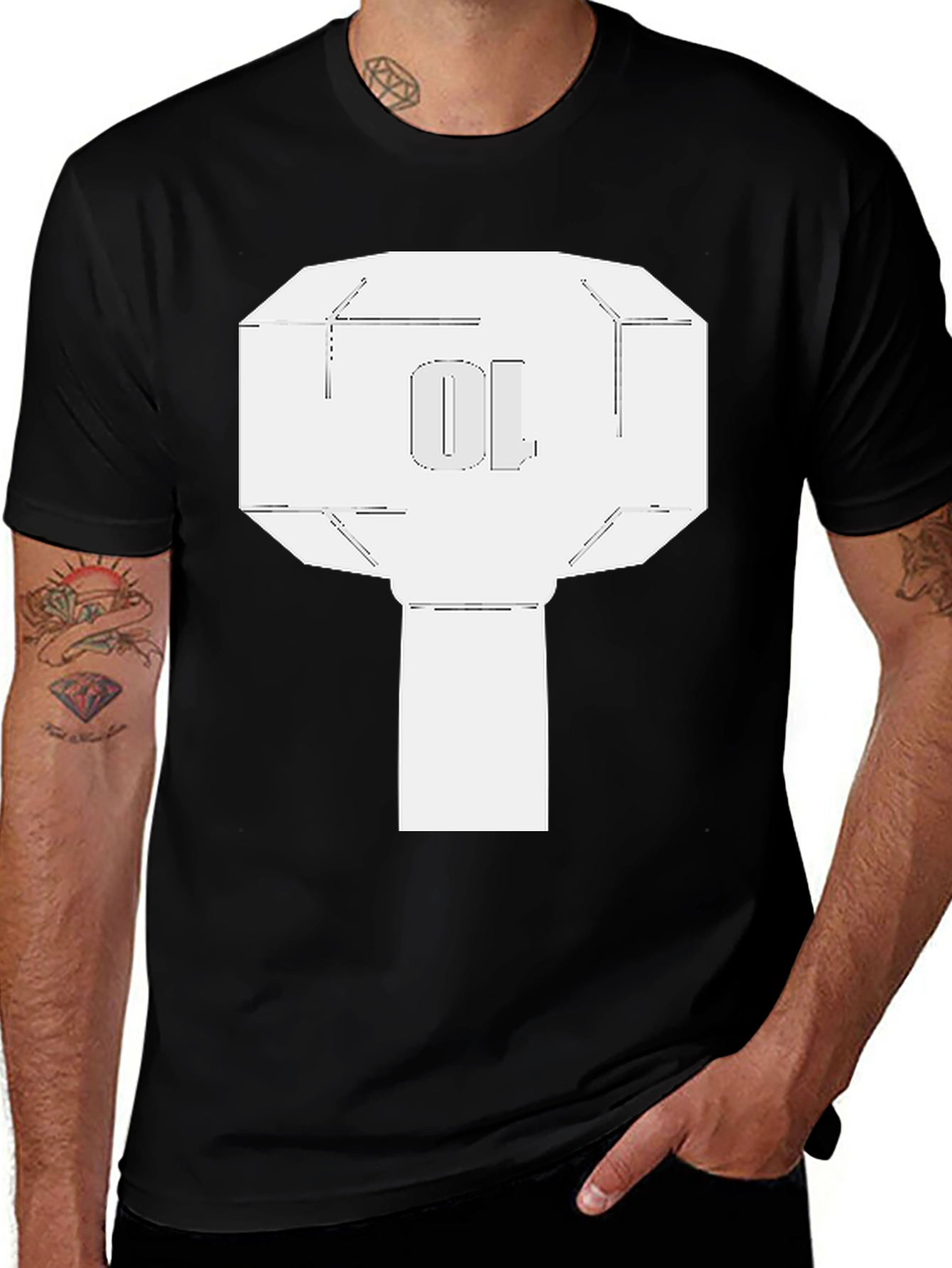 Variant 10 of Graphic Tee - Dumbbell Workout Design - Black Cotton