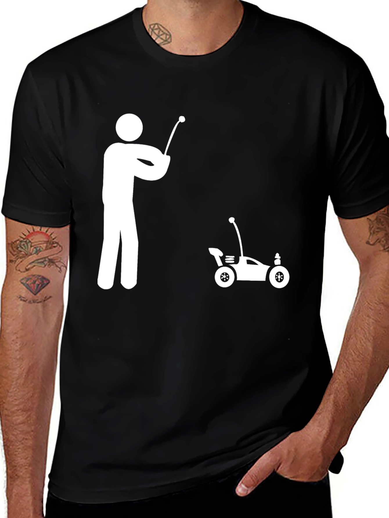 Variant 30 of RC Car Stick Figure T-Shirt - Black