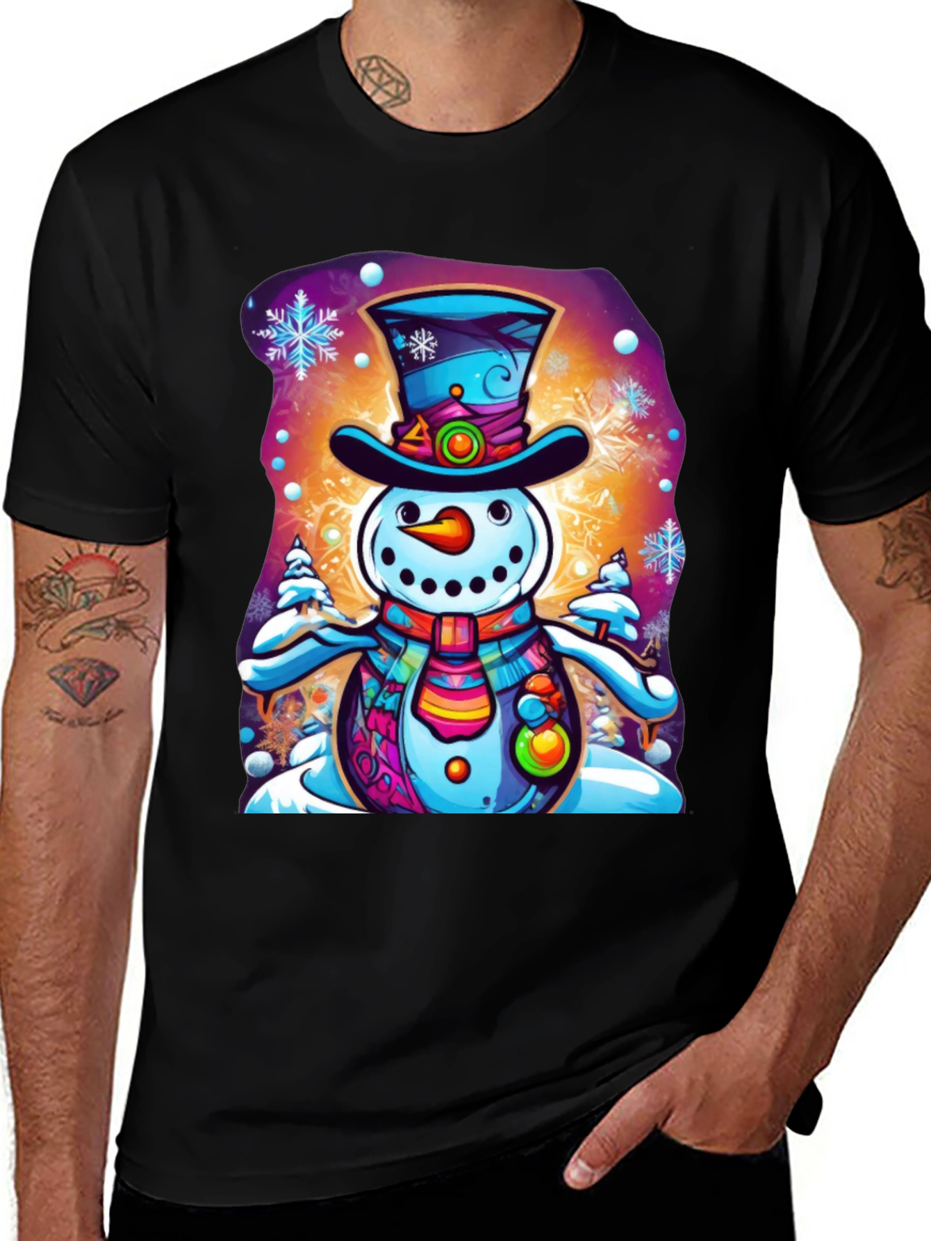 Variant 24 of Snowman Graphic Tee - Festive Holiday Shirt