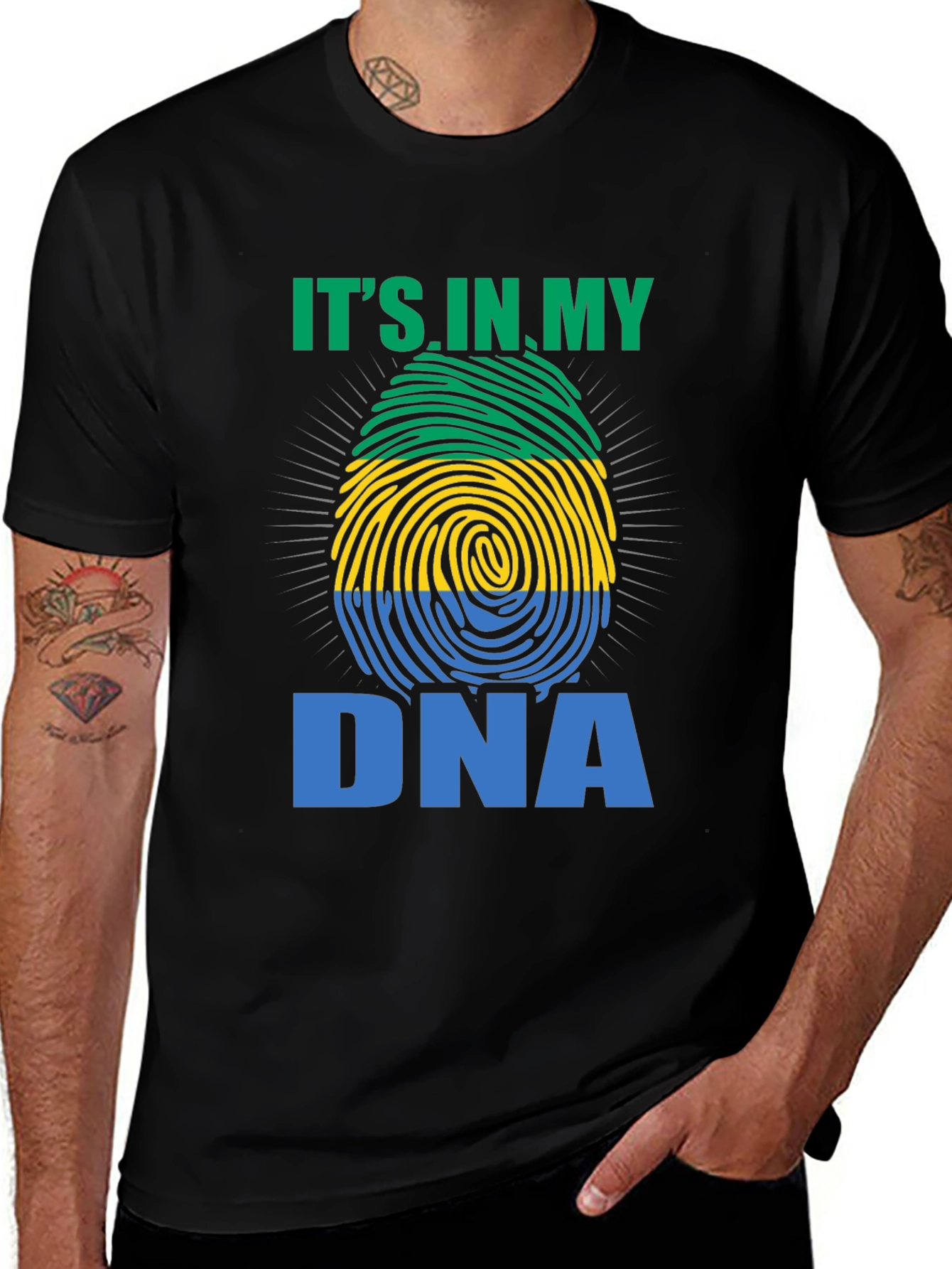 Gabon Flag Fingerprint T-Shirt - It's In My DNA