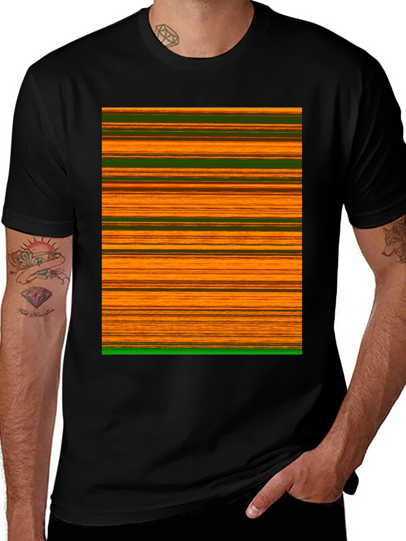 Black Striped Graphic Tee main image