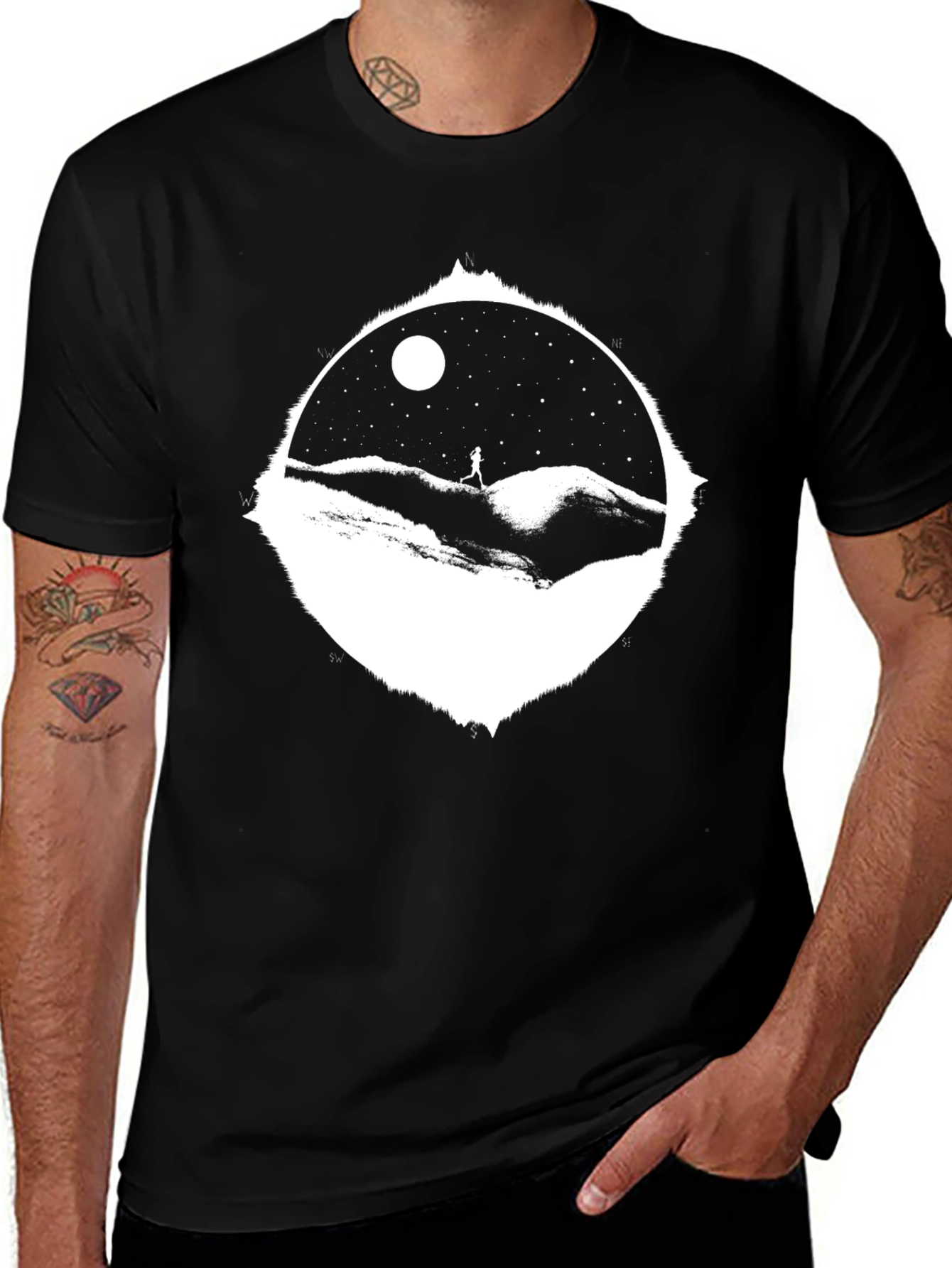 Variant 8 of Starry Night Run T-Shirt - Black Cotton Tee