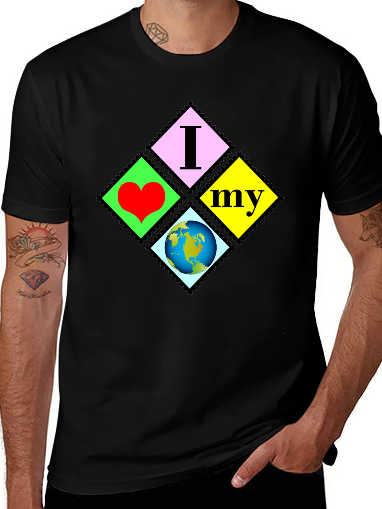 Variant 21 of I Love My Planet Black T-Shirt