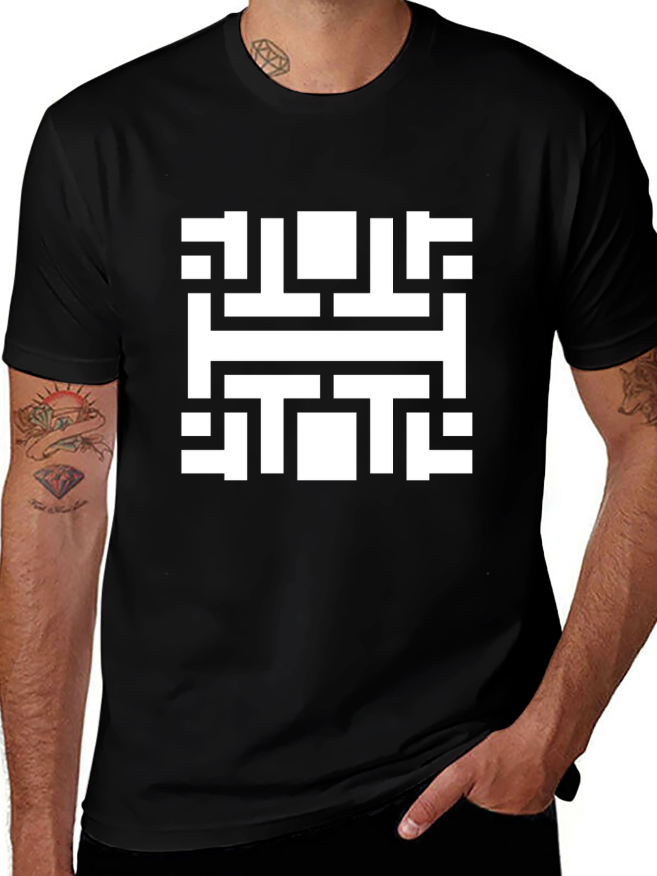 Variant 18 of Abstract Geometric Pattern Black T-Shirt