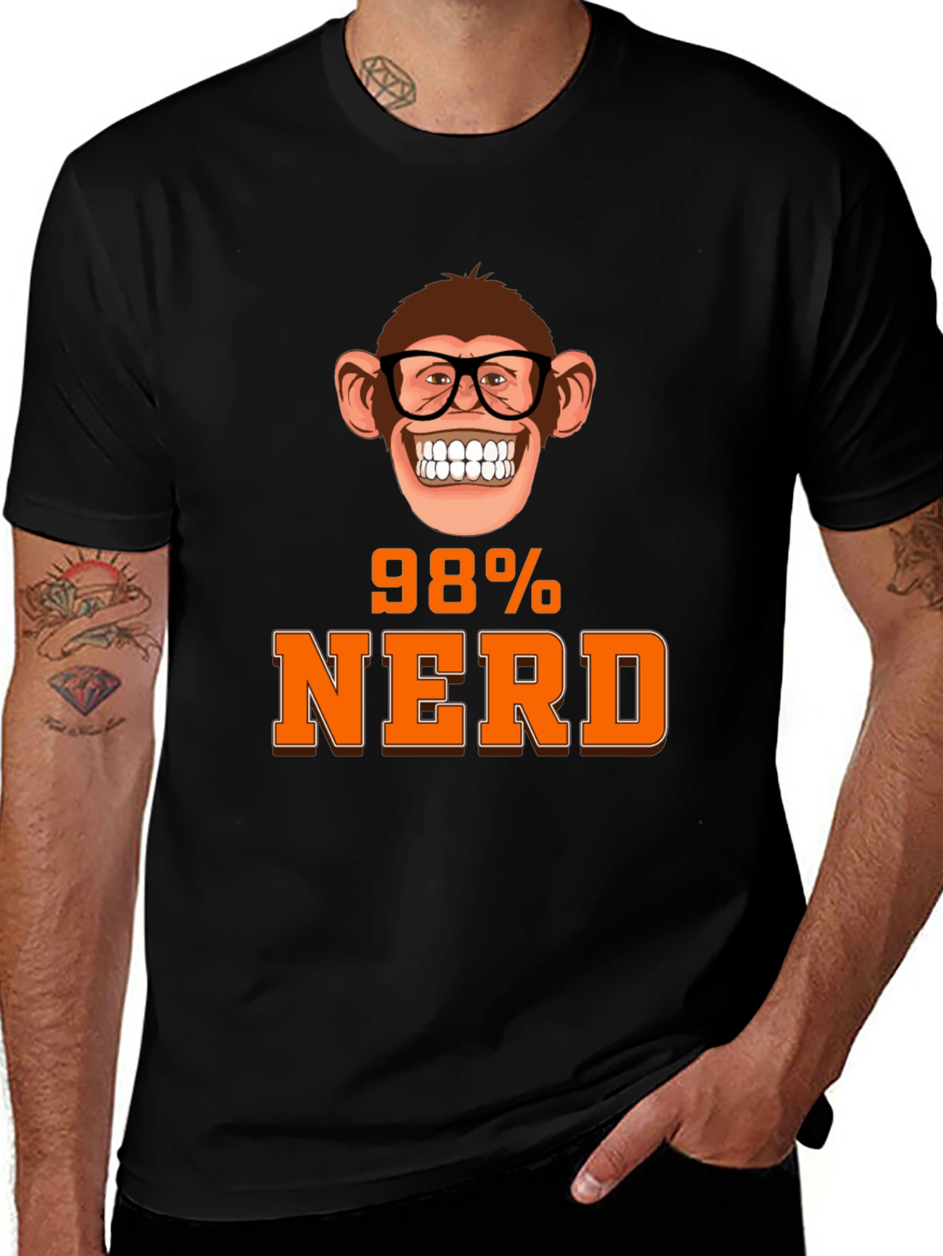 Variant 9 of 98% Nerd Monkey Graphic T-Shirt - Unique Geeky Design