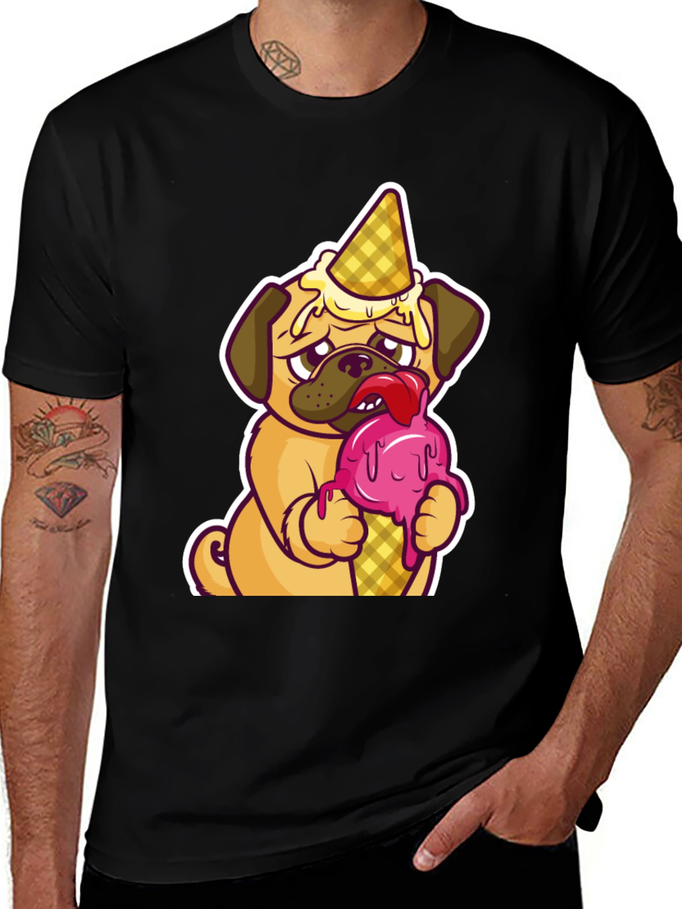 Variant 2 of Pug Ice Cream Graphic T-Shirt