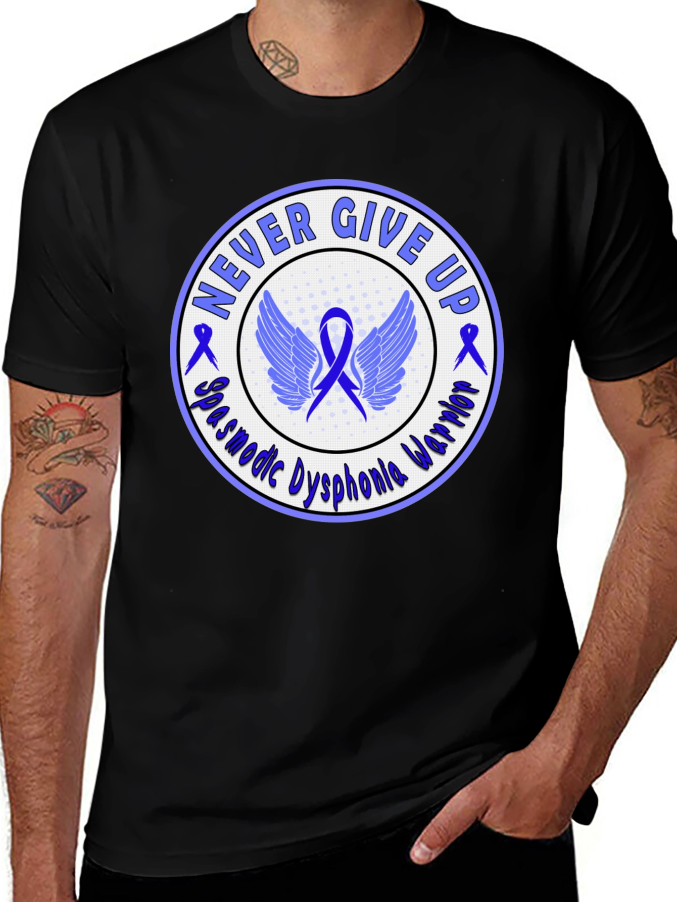 Spasmodic Dysphonia Awareness T-Shirt Never Give Up