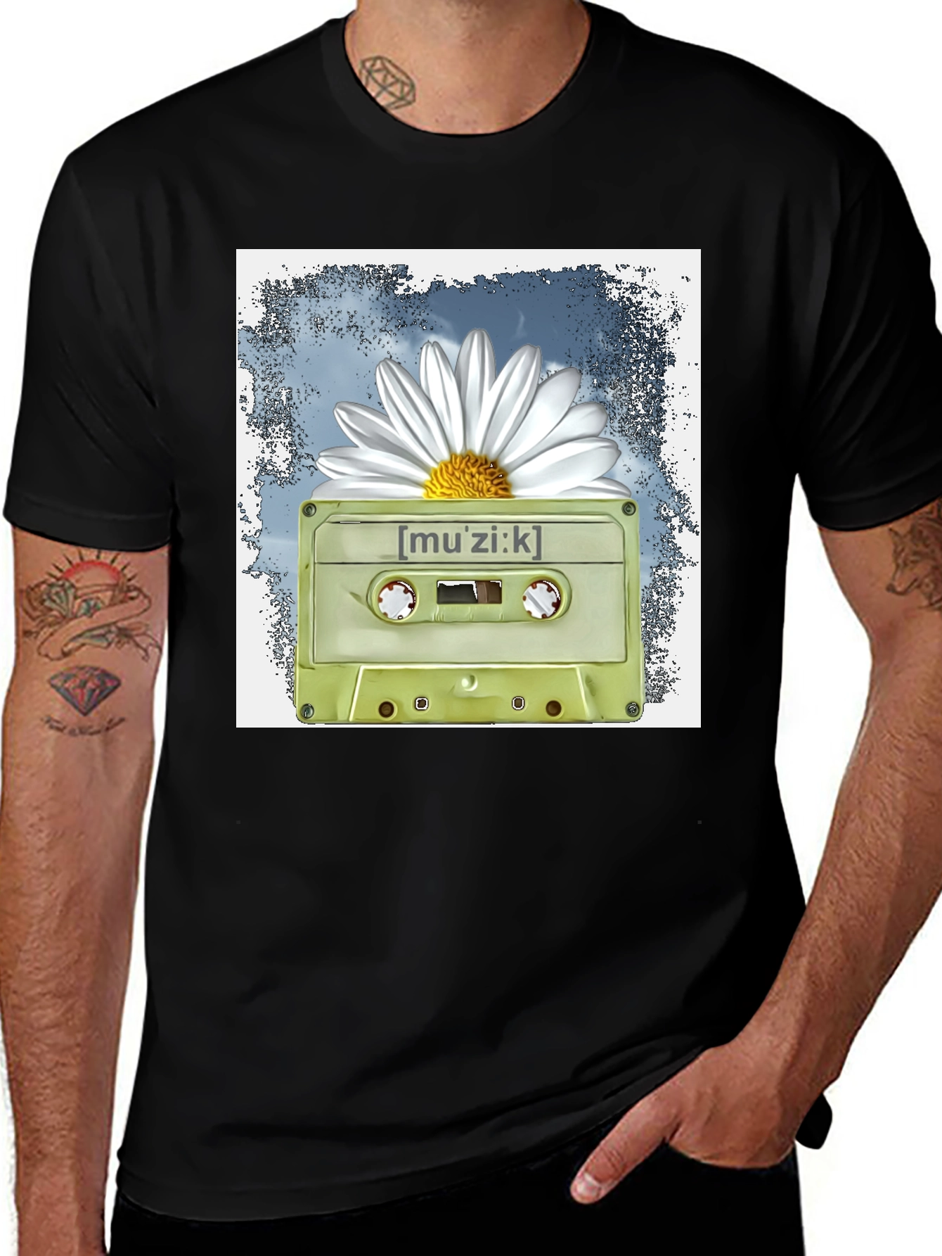 Variant 22 of Retro Music Cassette & Daisy Graphic T-Shirt