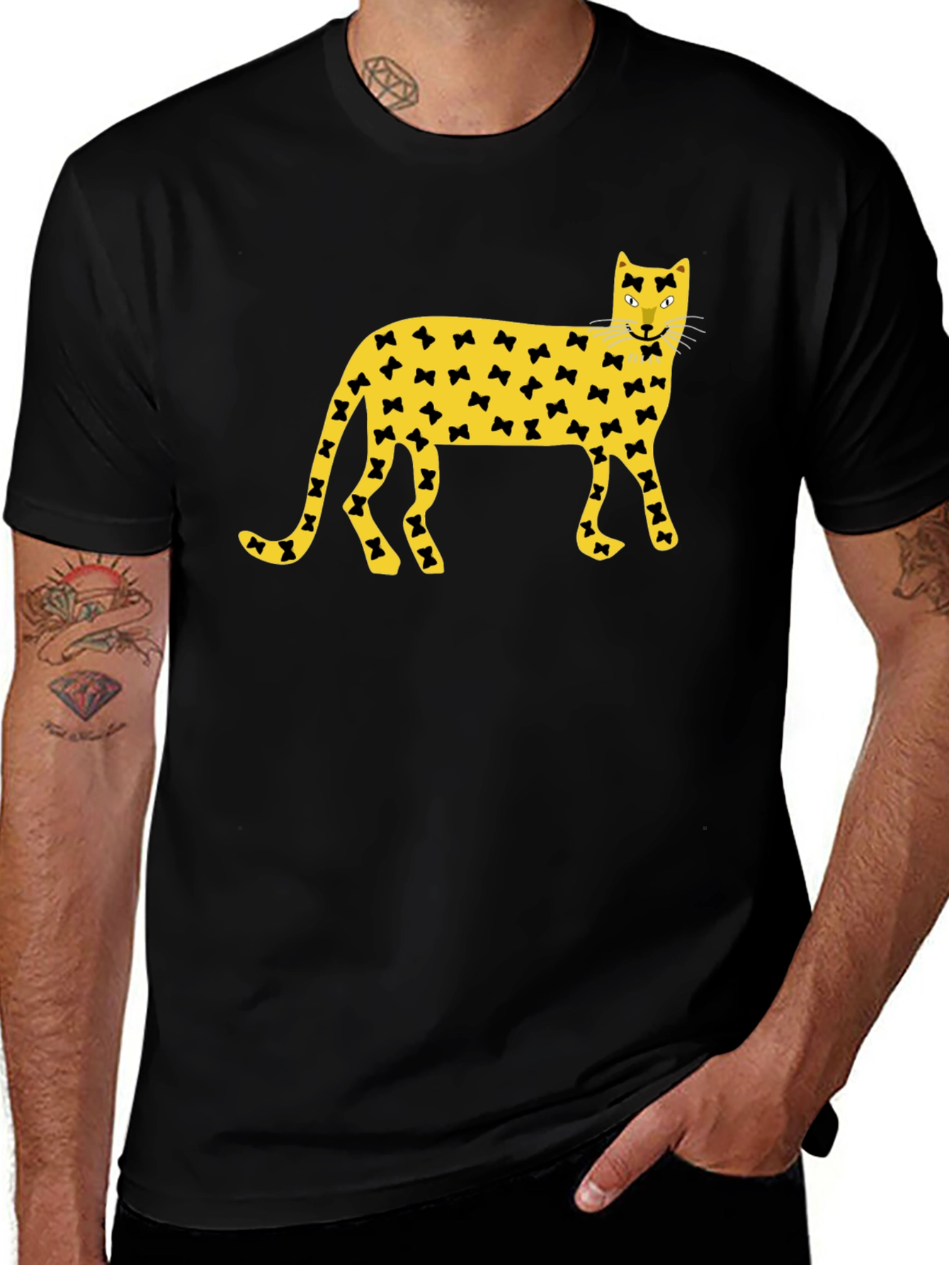 Variant 22 of Bowtie Cat Graphic Black T-Shirt