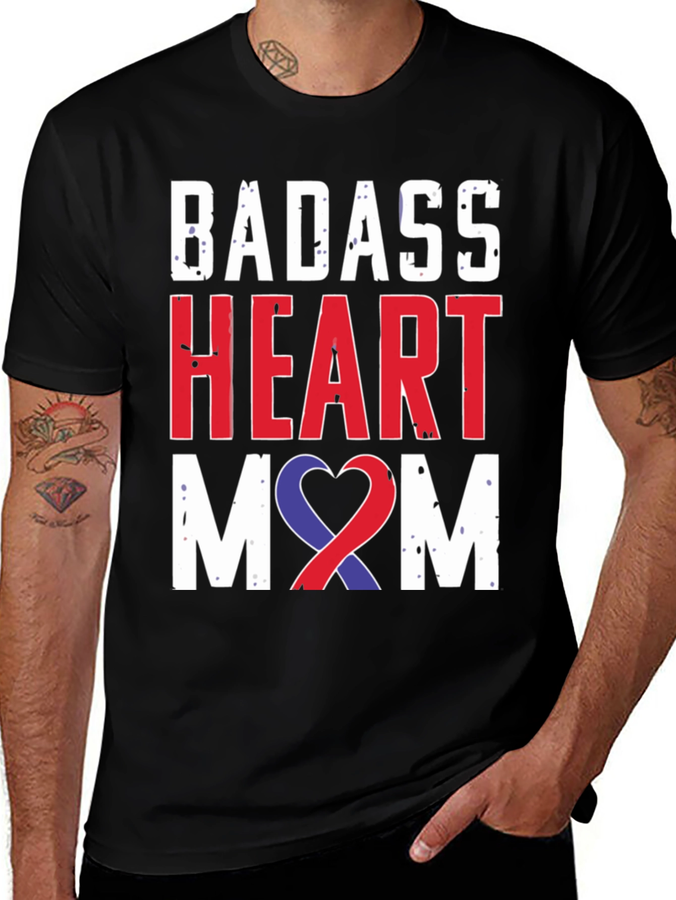 Variant 19 of Badass Heart Mom Graphic Tee - Awareness Ribbon