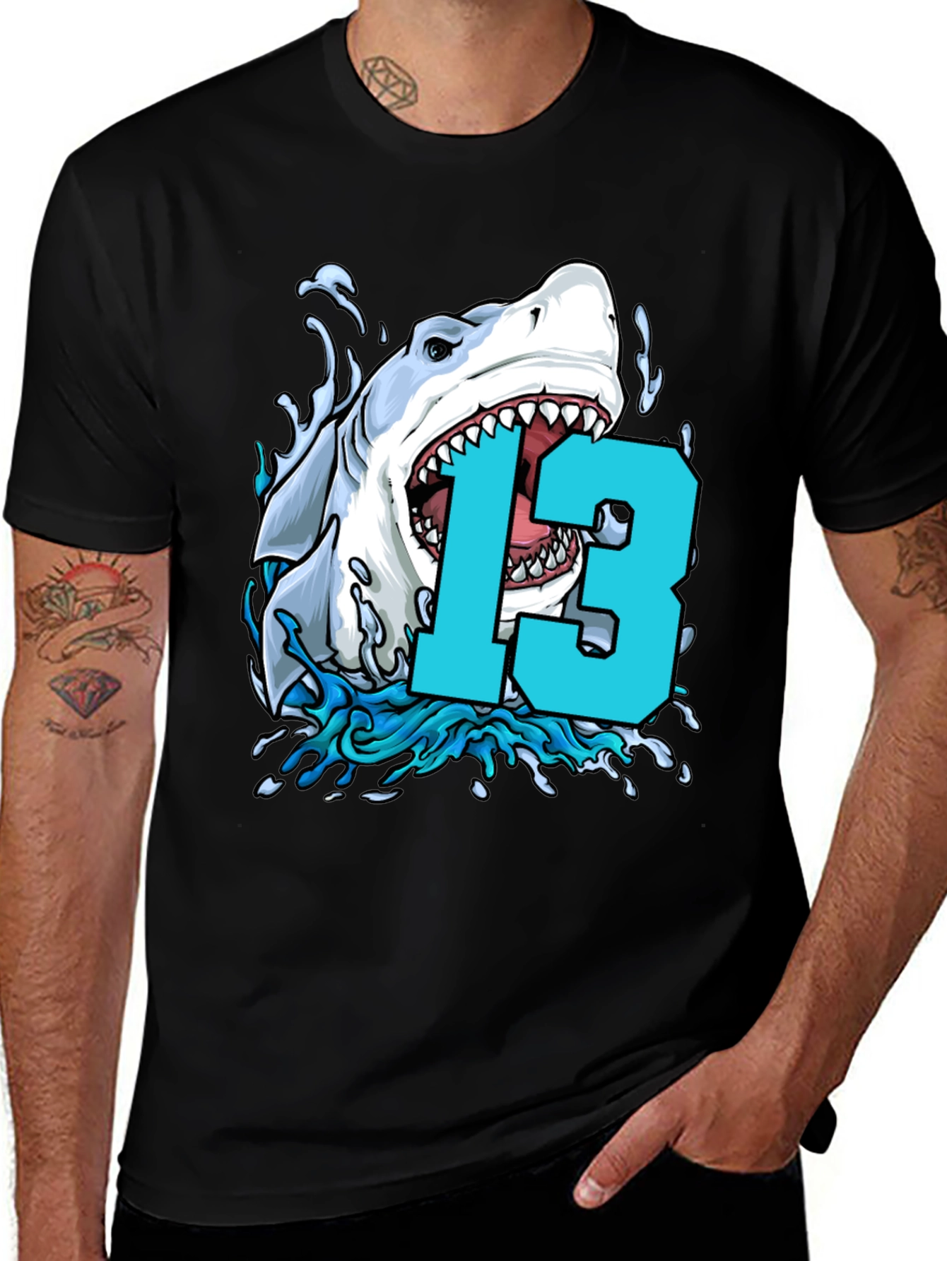 Variant 6 of Shark 13th Birthday T-Shirt - Boys Thirteen Party Tee