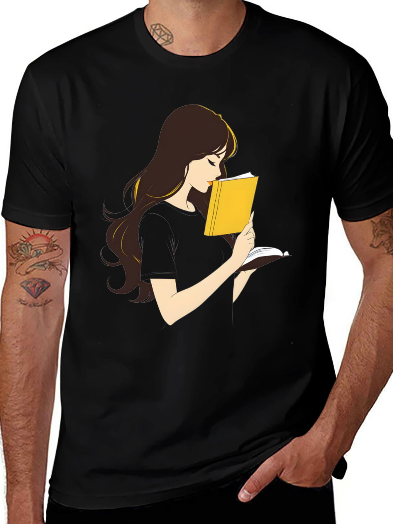 Variant 13 of Bookworm Graphic T-Shirt - Unisex Black Tee
