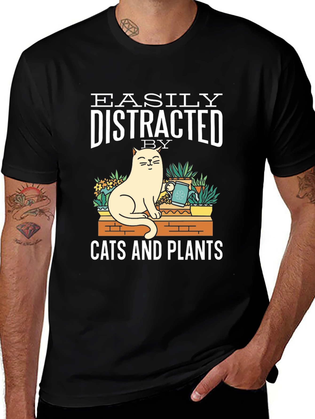 Variant 13 of Easily Distracted by Cats & Plants Graphic T-Shirt