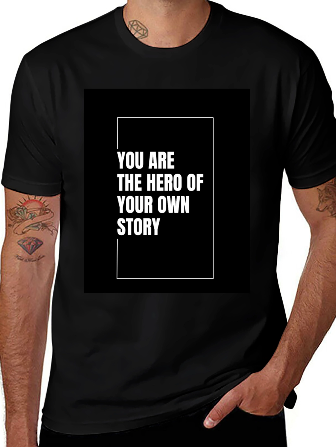 Hero Story Tee - Motivational Black T-Shirt