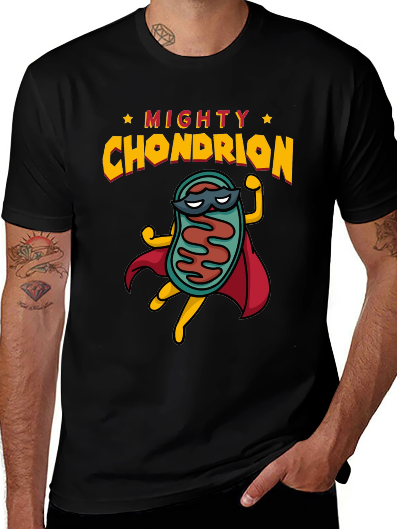 Mighty Chondrion Superhero T-Shirt - Black Cotton Tee