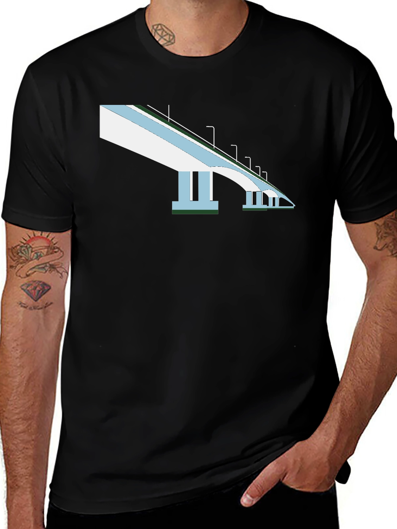 Variant 3 of Bridge Graphic T-Shirt - Men's Black Tee