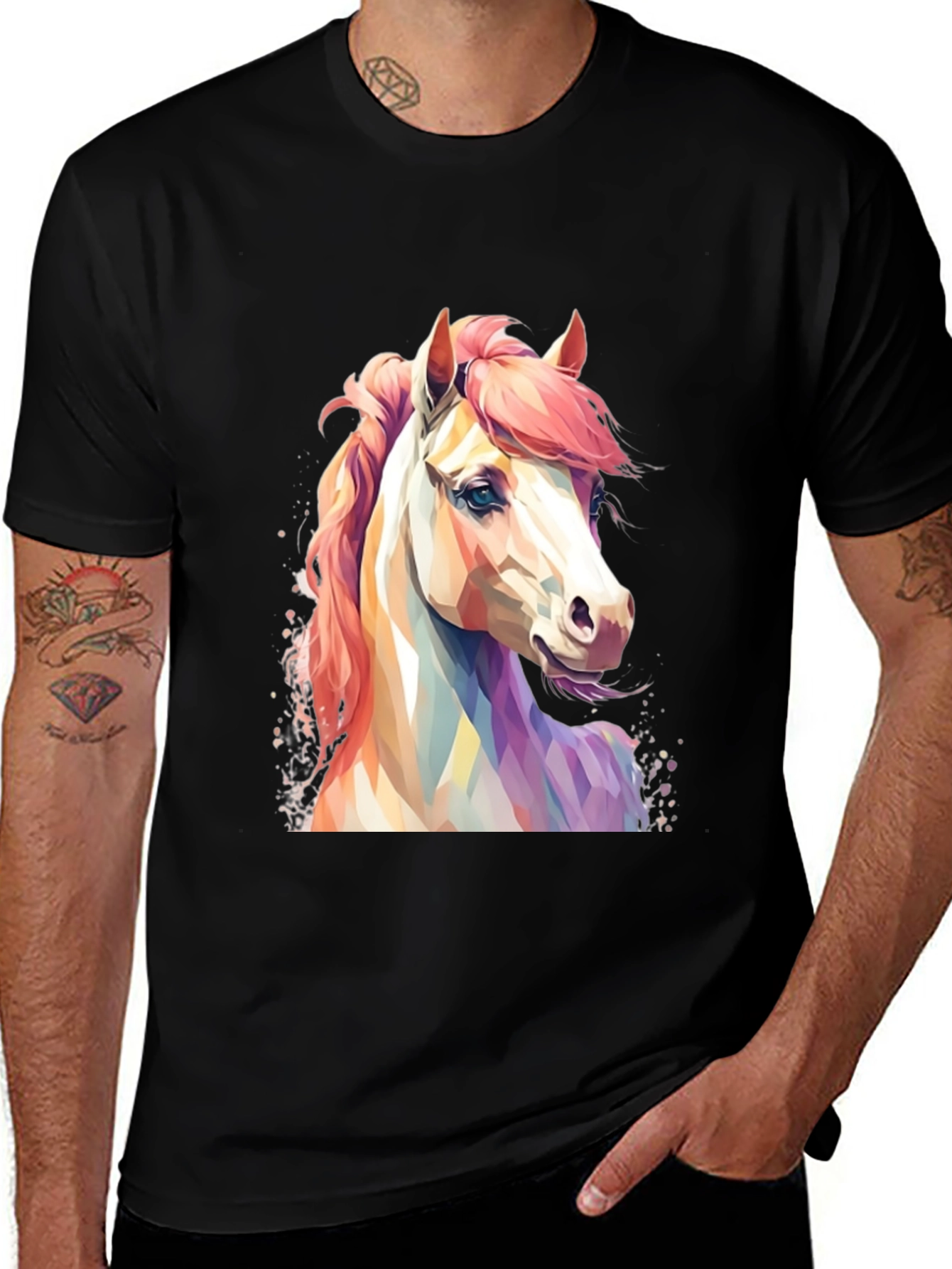 Variant 10 of Horse Graphic T-Shirt - Men's Black Tee