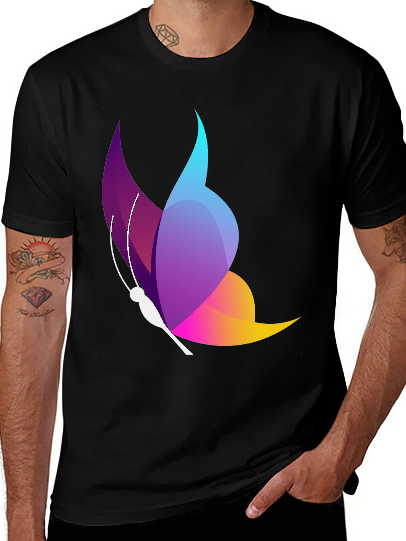 Butterfly Graphic Black T-Shirt - Stylish Men's Casual Tee