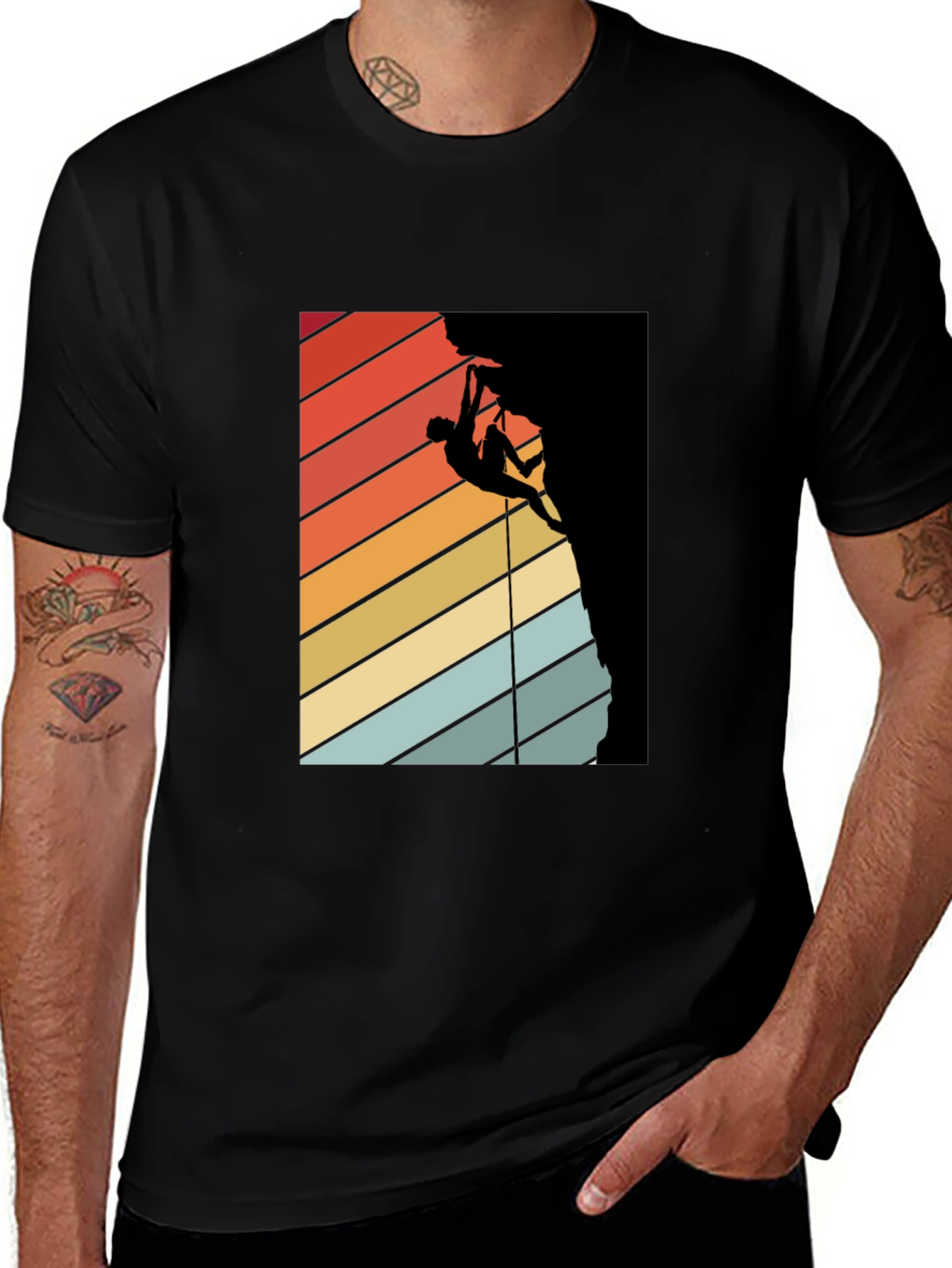 Variant 24 of Retro Climbing T-Shirt - Black Graphic Tee