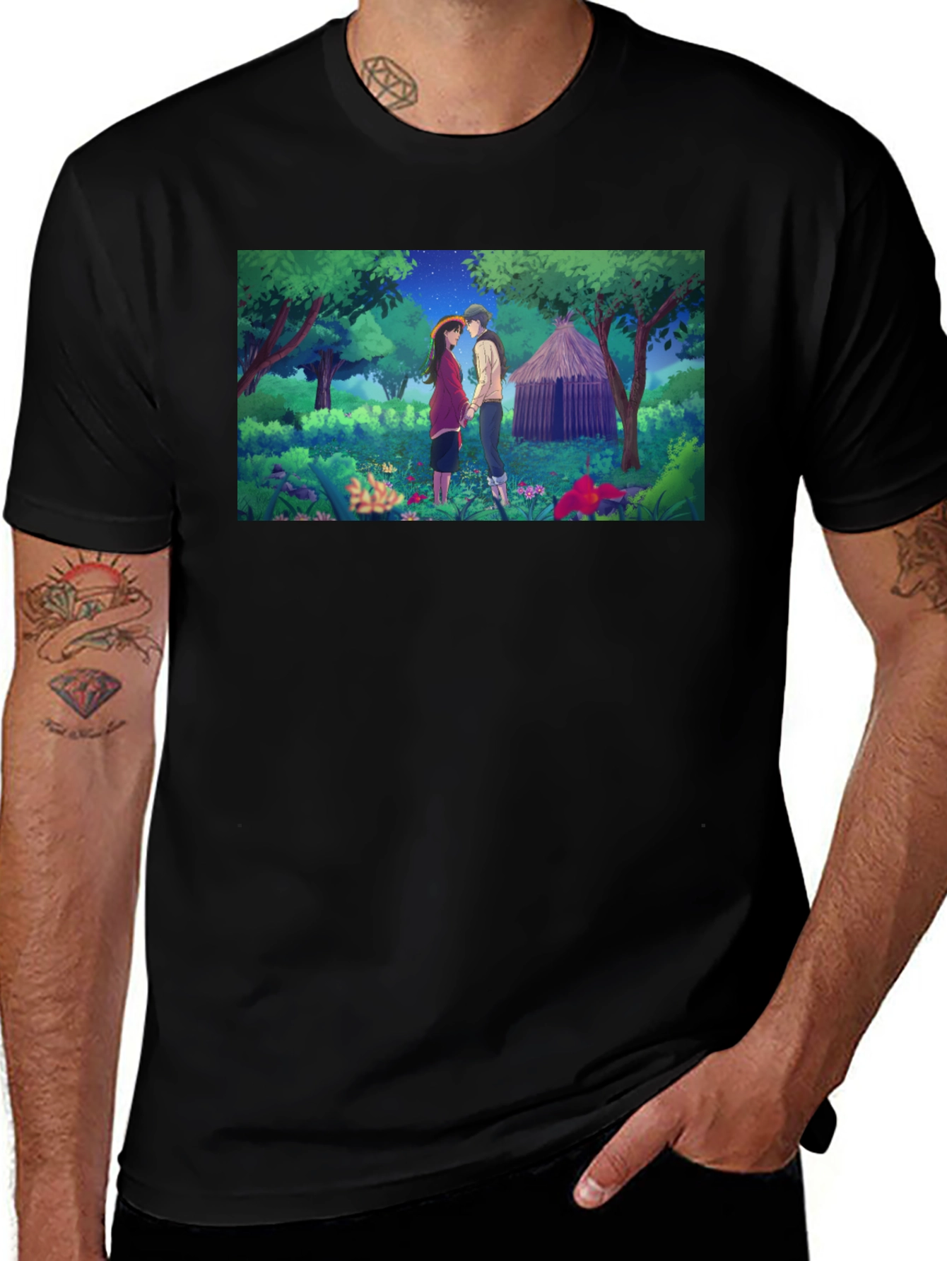 Variant 19 of Anime Couple T-Shirt - Romantic Forest Scene