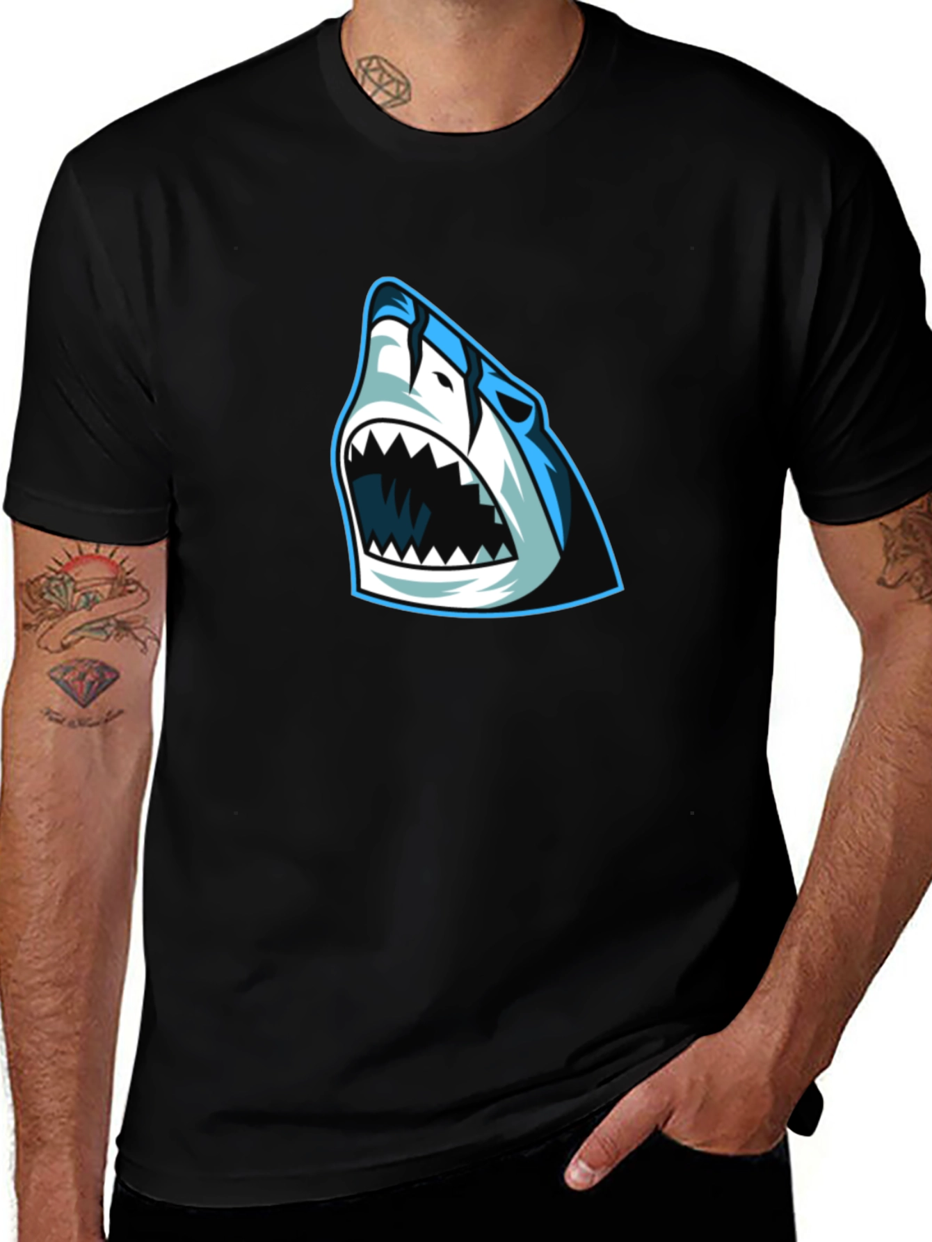 Variant 18 of Shark Graphic Black T-Shirt - Unique Design