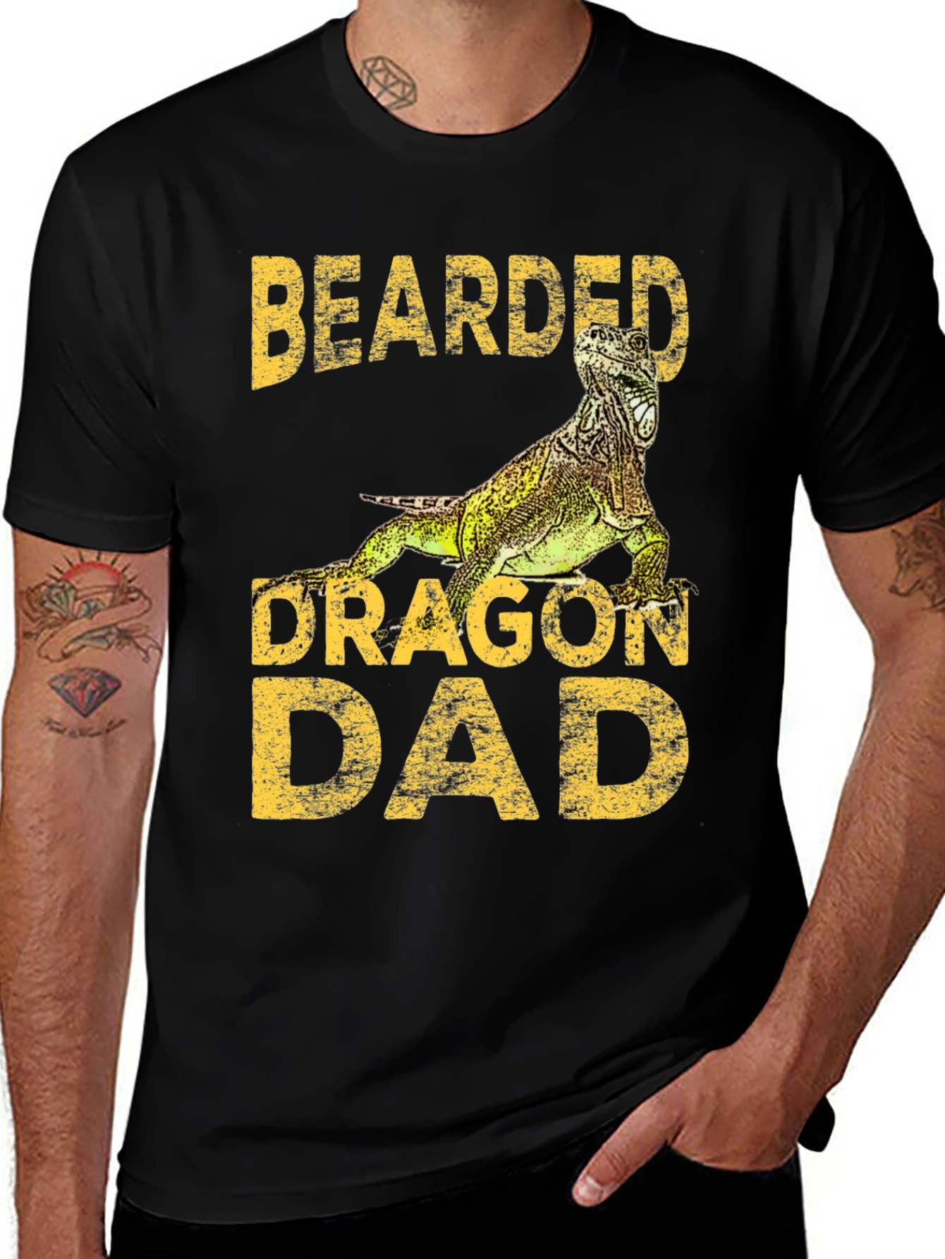 Variant 23 of Bearded Dragon Dad Graphic T-Shirt, Reptile Lover Tee