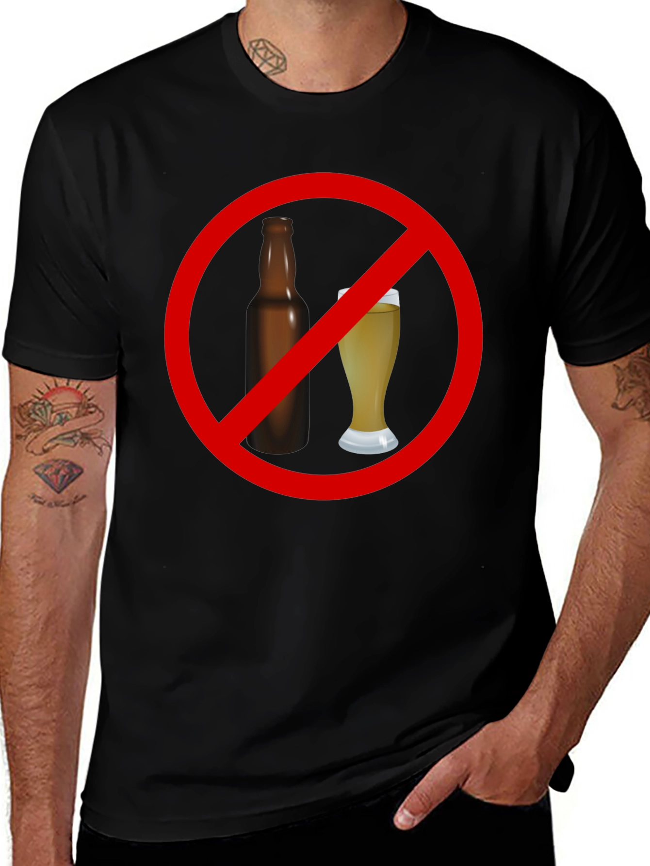 Variant 25 of No Alcohol Black T-Shirt - Novelty Design