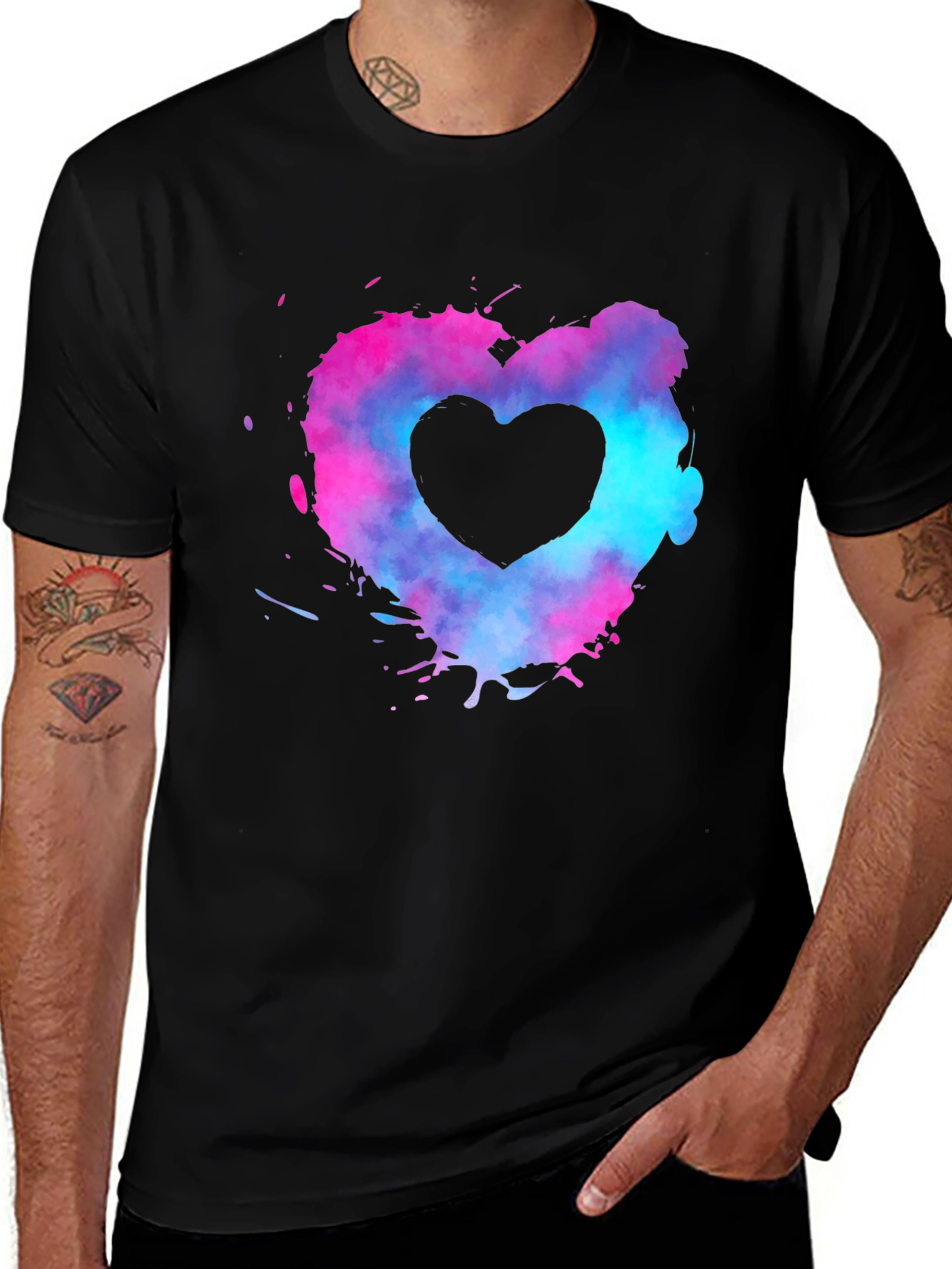 Variant 25 of Heart Splash Graphic Tee - Black