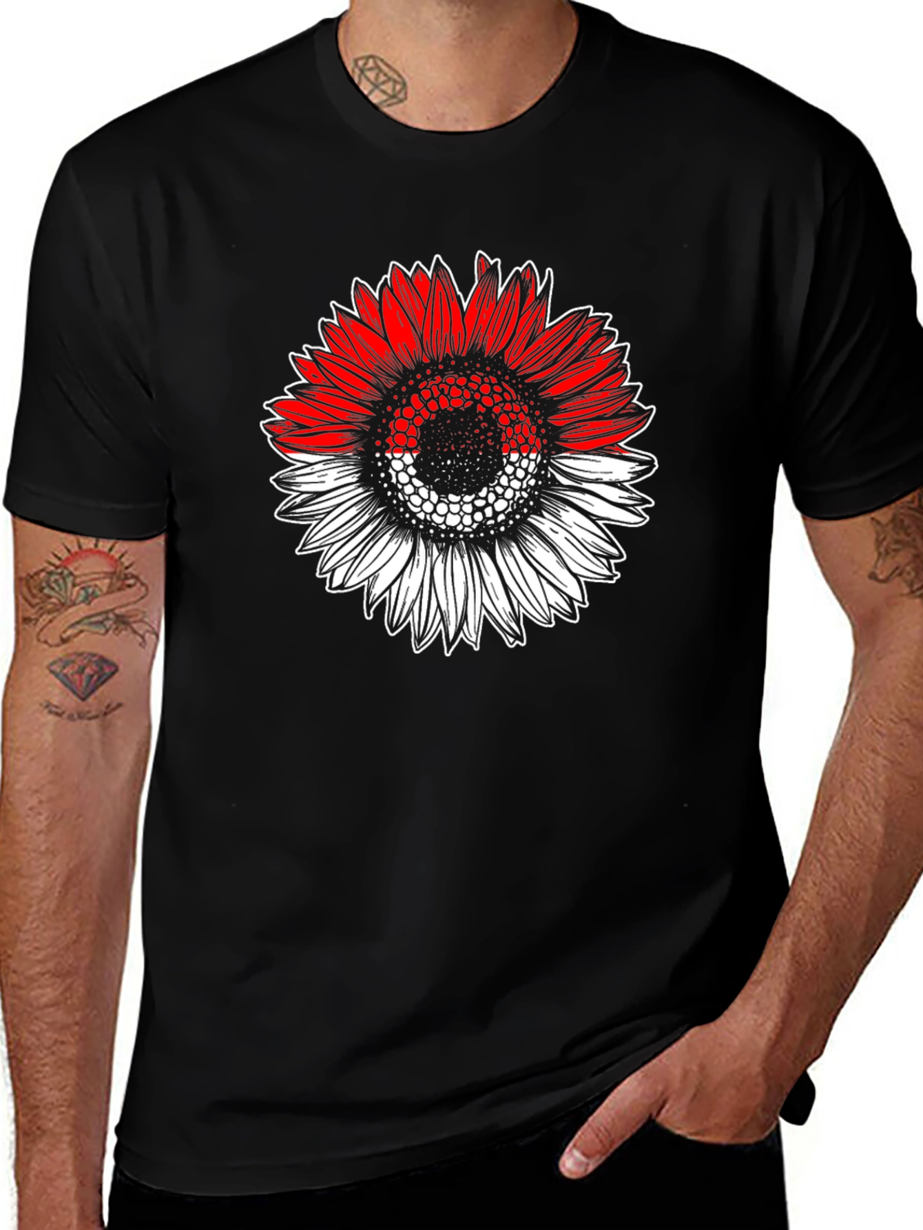 Variant 22 of Indonesian Flag Sunflower Graphic T-Shirt