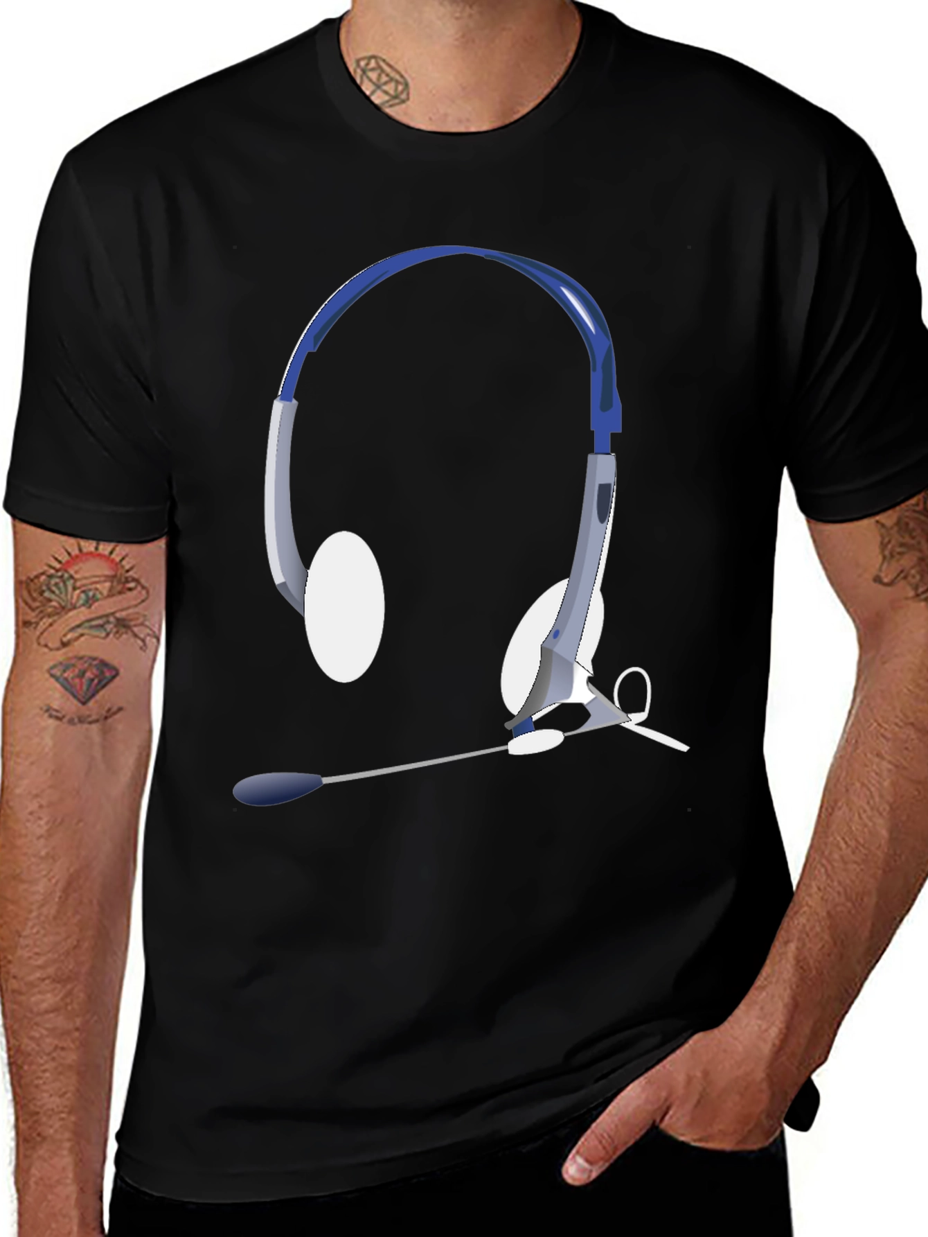 Headset T-Shirt - Gamer Style, Black Tee