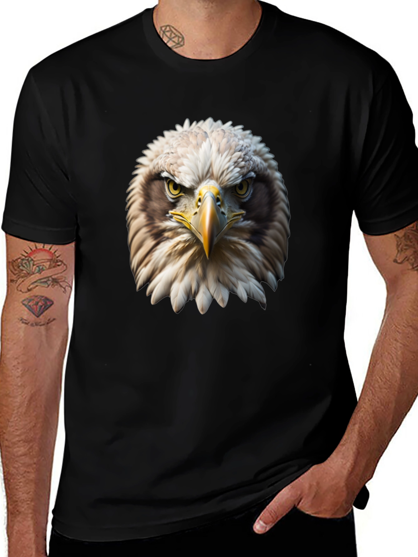 Variant 16 of Eagle Head Graphic Tee - Bold Bird of Prey Design