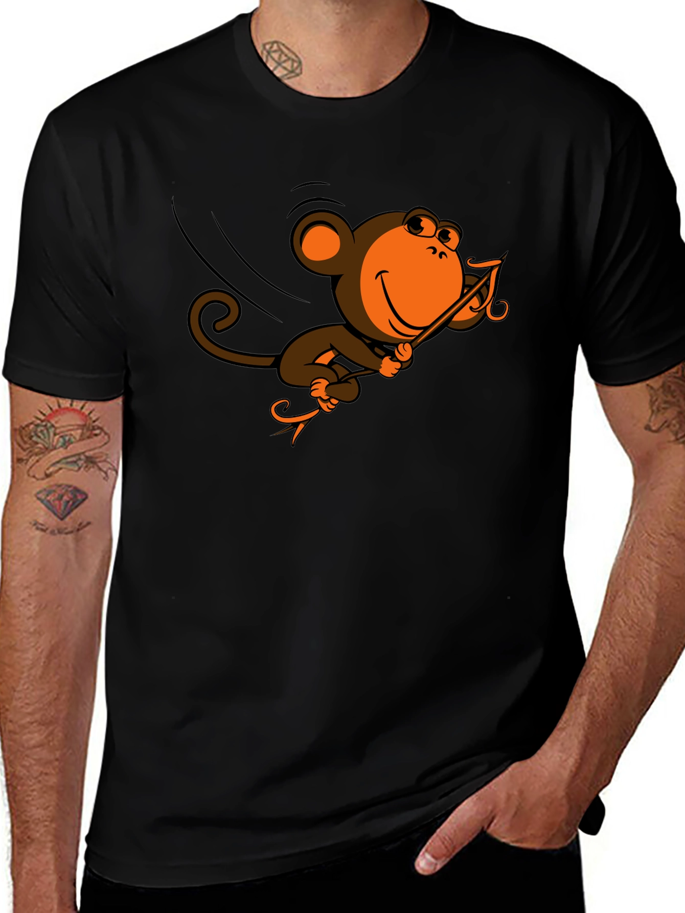 Variant 28 of Monkey Swinging T-Shirt - Fun Cartoon Design