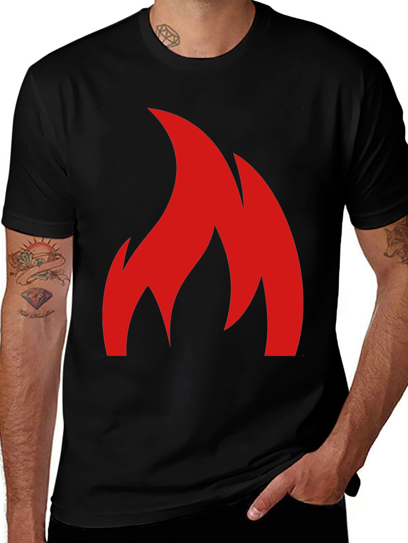 Variant 22 of Bold Red Flame Graphic Black T-Shirt